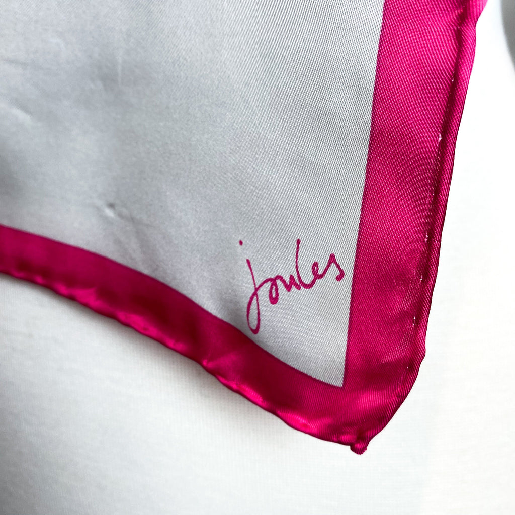 Joules Black and Grey Botanical Silk Scarf