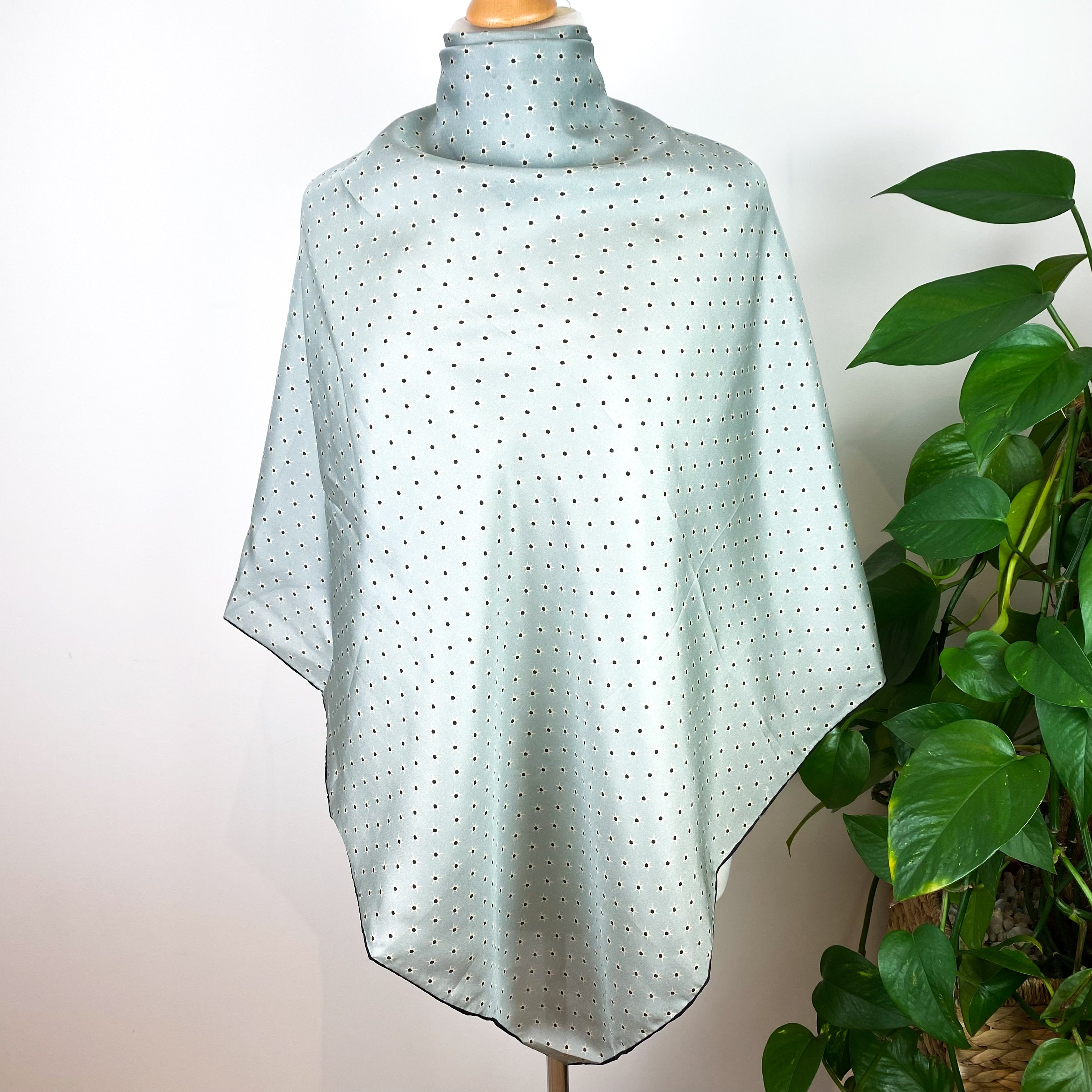 Pale Duck Egg Spotty Silk Scarf