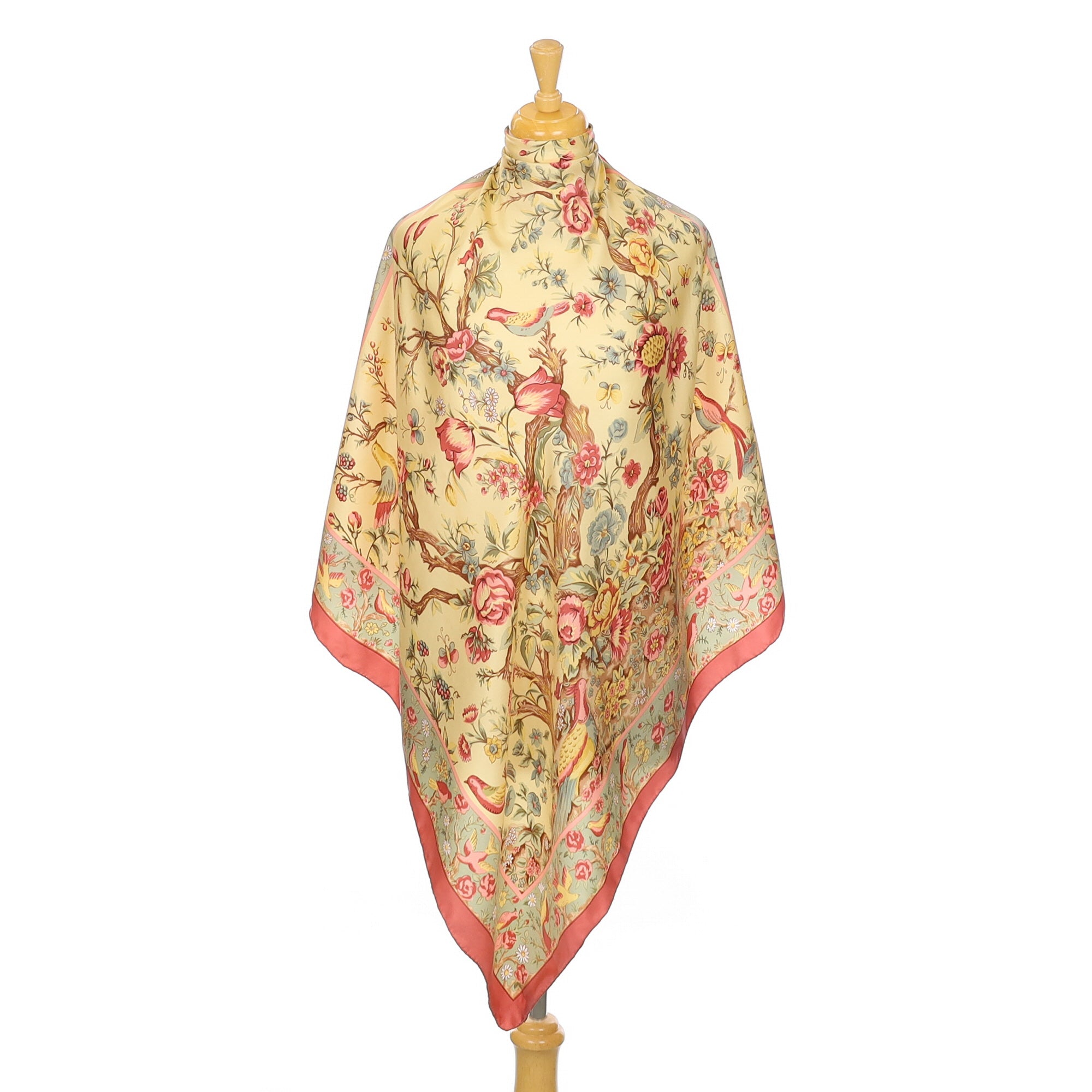 Past Times Yellow, Pink and Green Vintage Silk Scarf