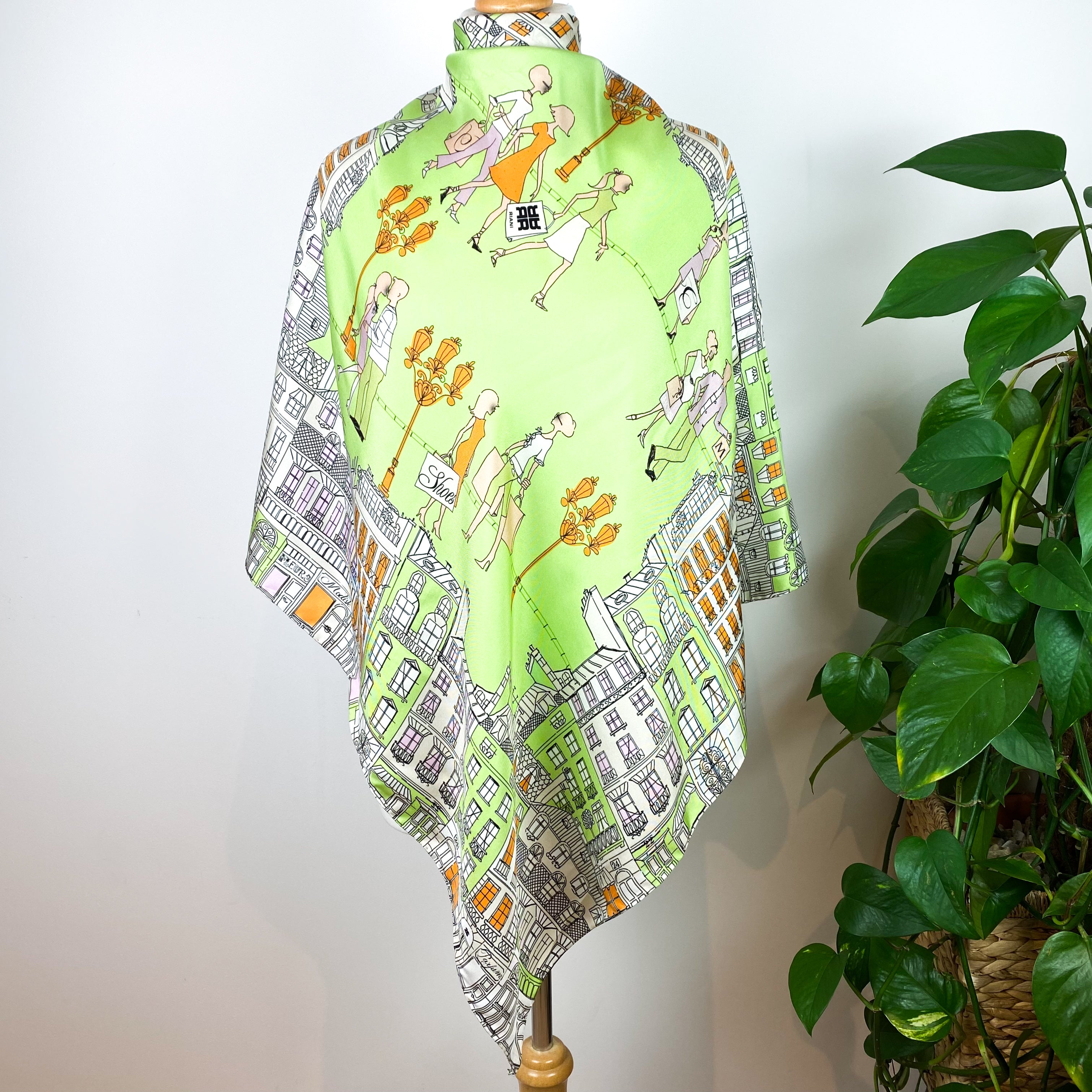 Riani Town Scene Designer Silk Scarf