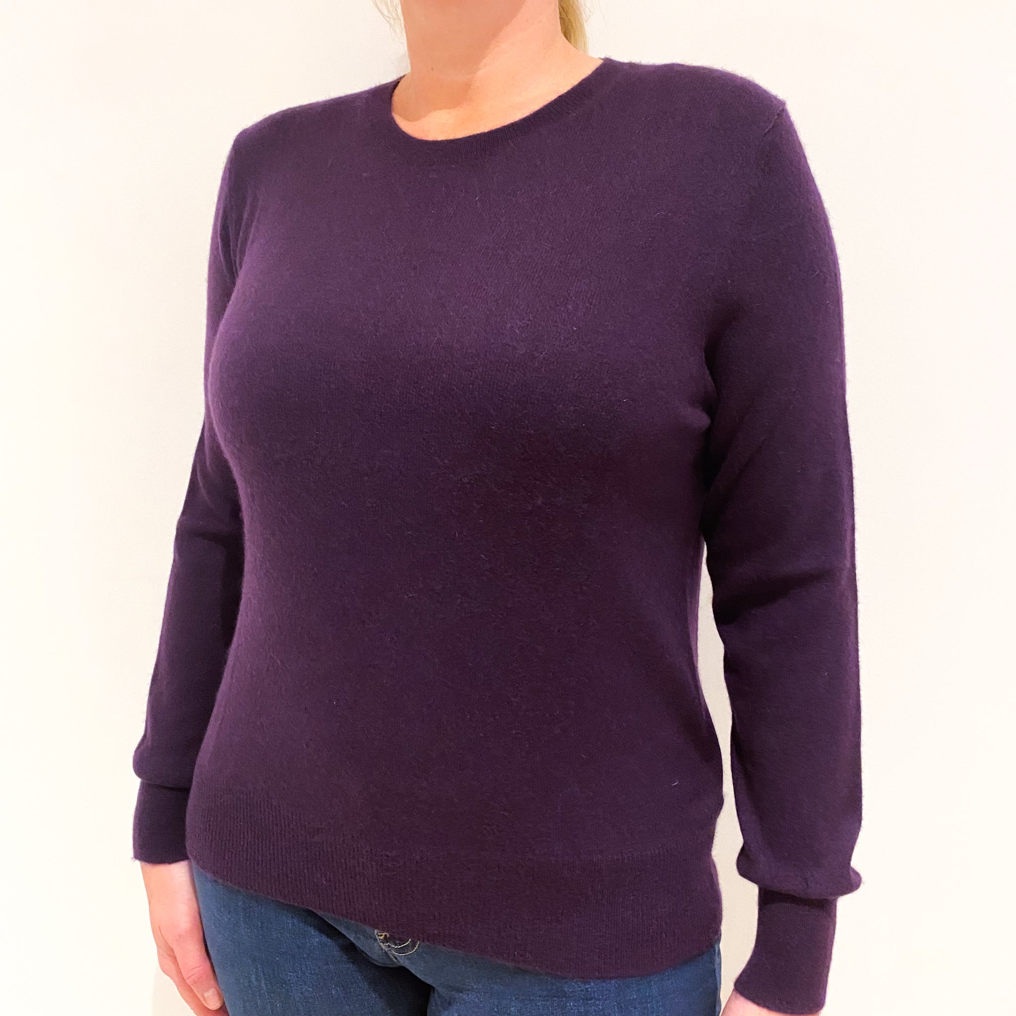 Grape Purple Cashmere Crew Neck Jumper Large