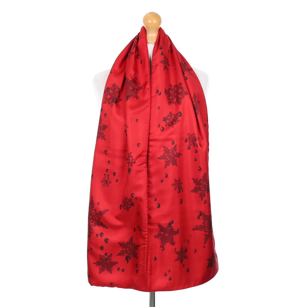 Brand New Boxed Hermès Red Snowflake Silk Blend Scarf