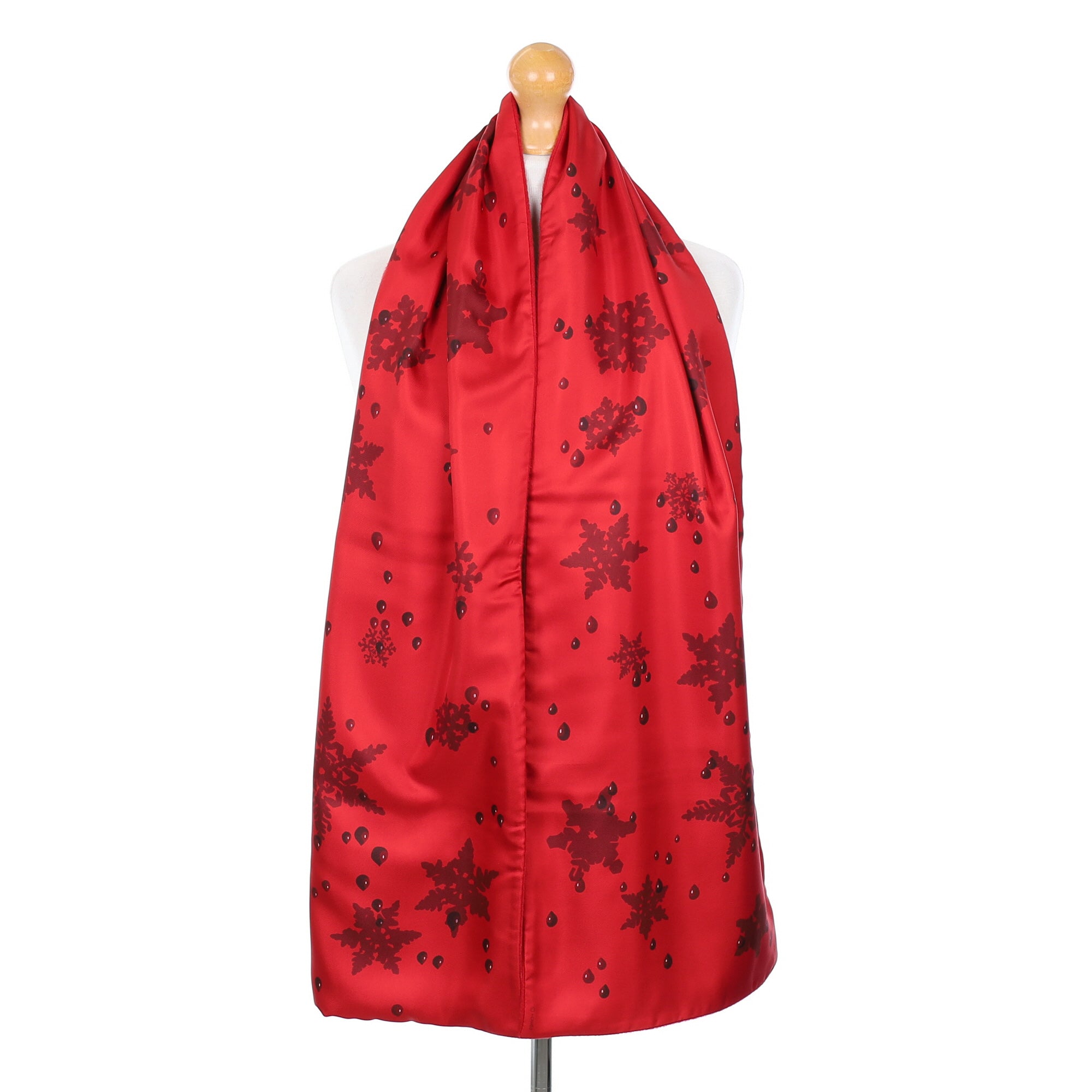 Brand New Boxed Hermès Red Snowflake Silk Blend Scarf