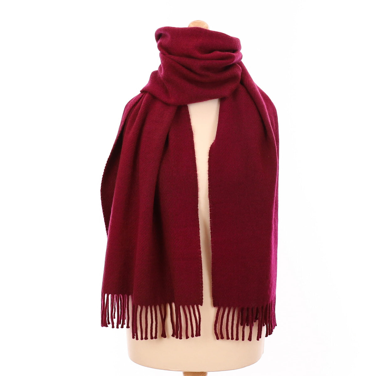 Brand New Wine Red Cashmere Heavy Woven Scarf Large