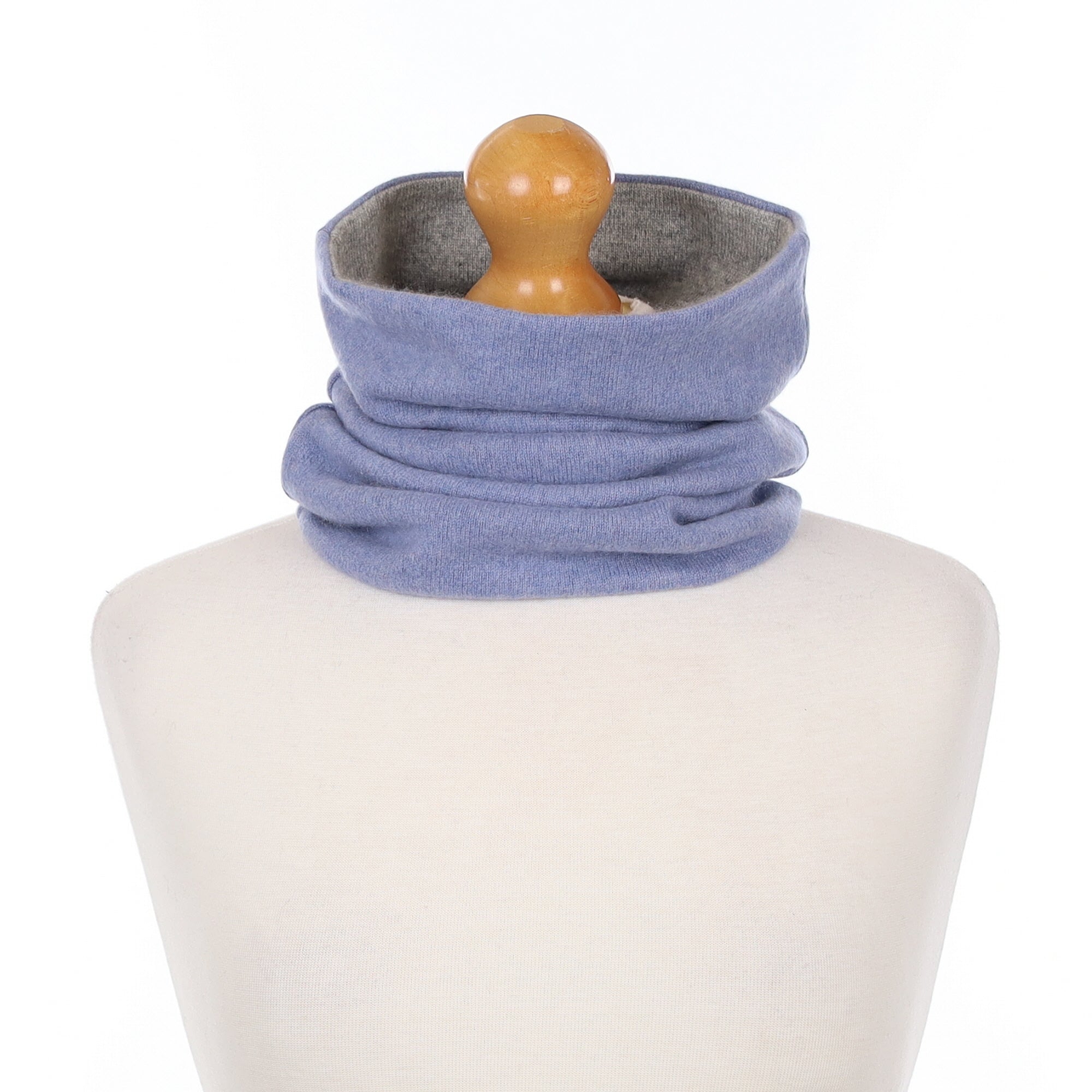 Denim Blue and Grey Luxury Double Layered Snood