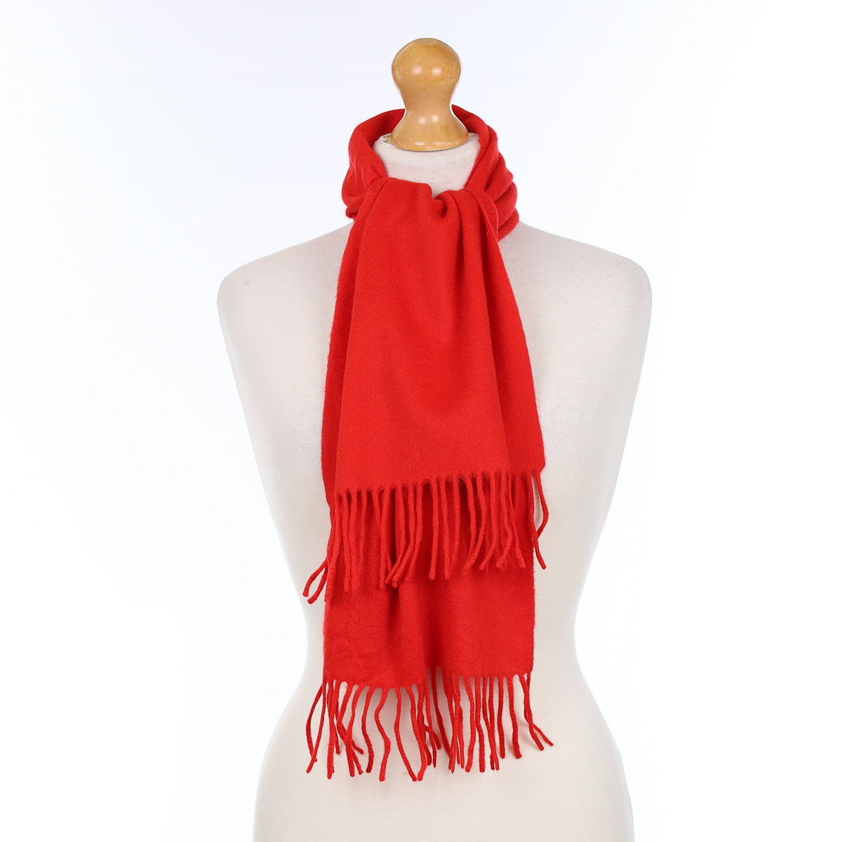 Vermillion Red Cashmere Woven Scarf