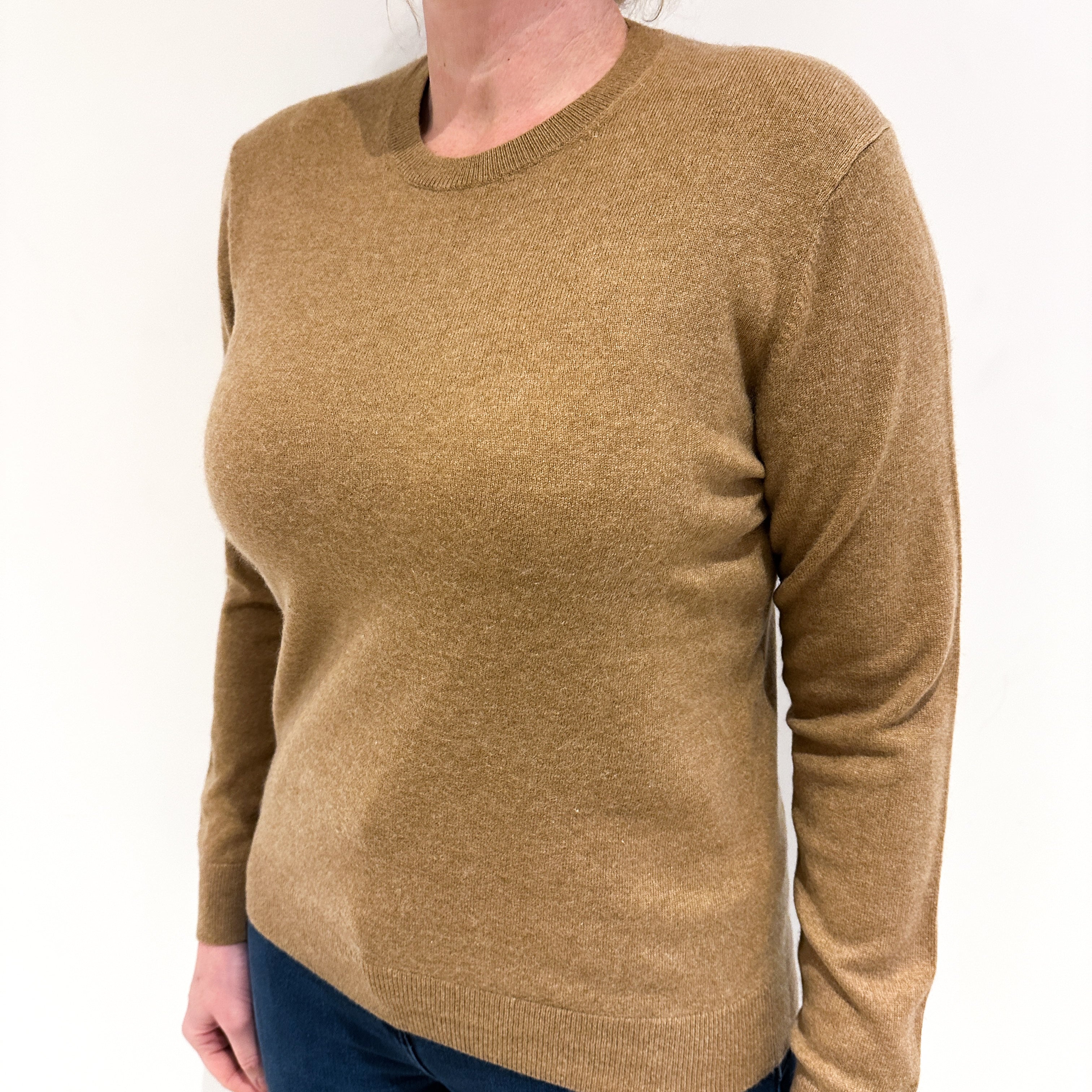 Butterscotch Brown Cashmere Crew Neck Jumper Large