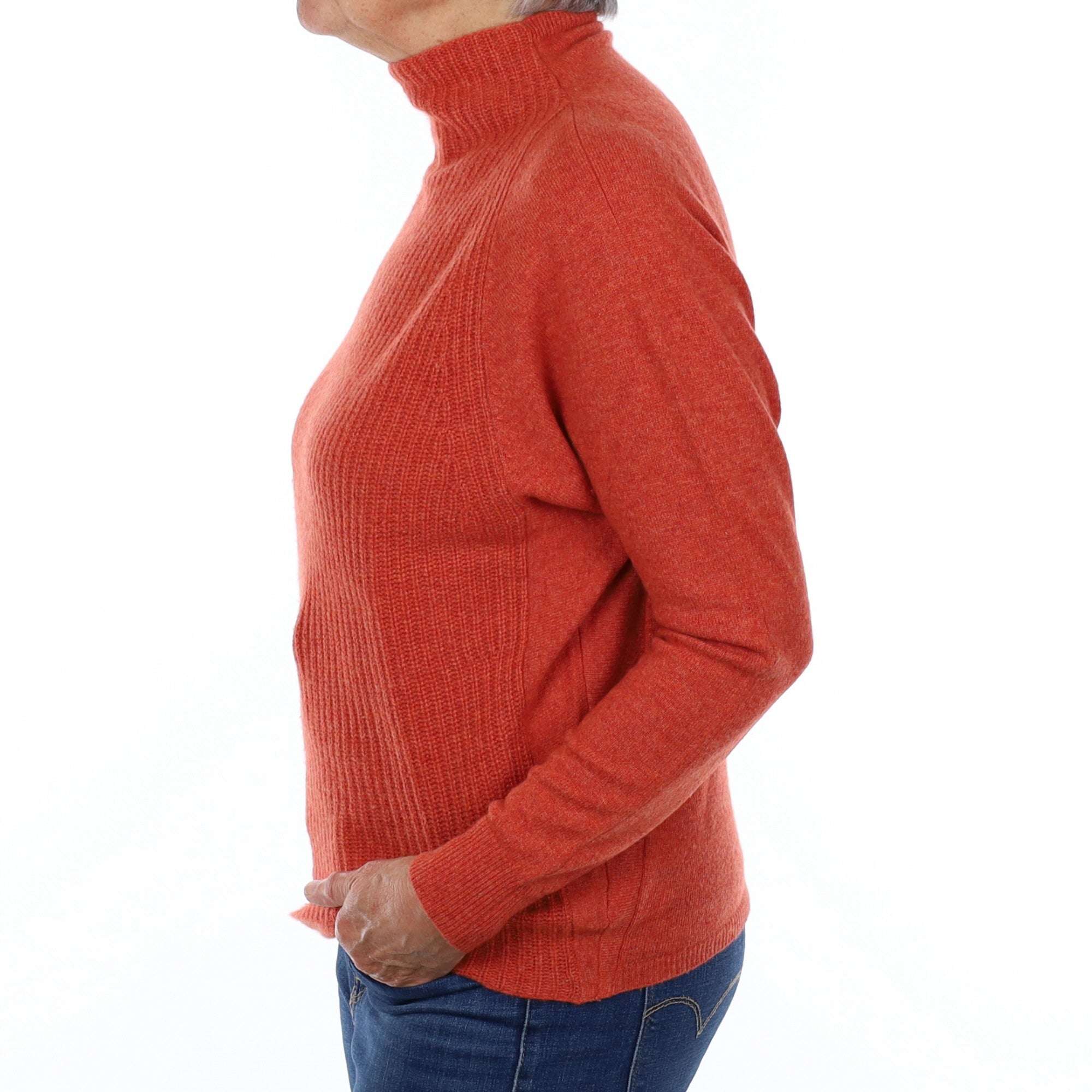 Pumpkin Orange Cashmere Funnel Neck Jumper Medium