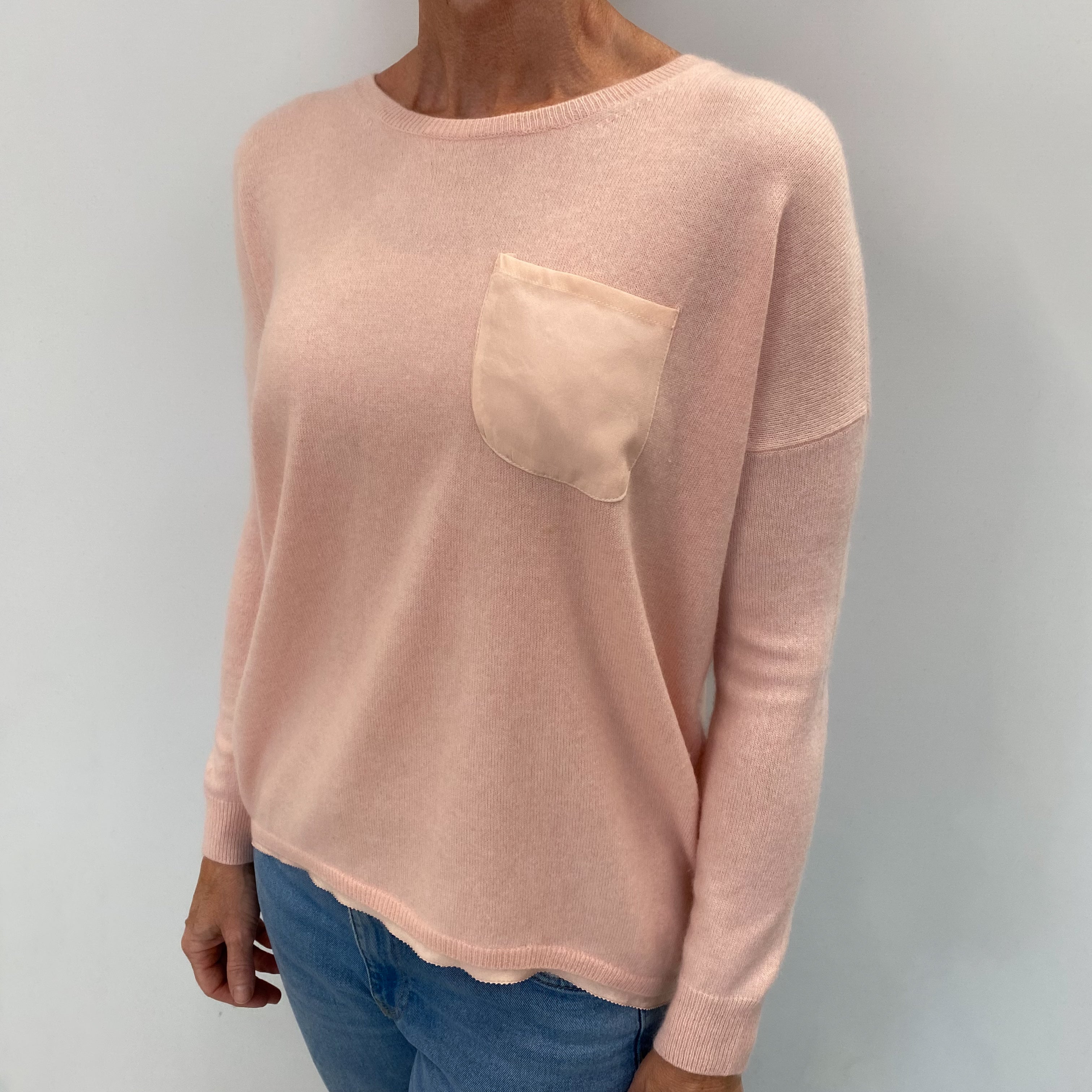 Shell Pink Cashmere Crew Neck Jumper Small