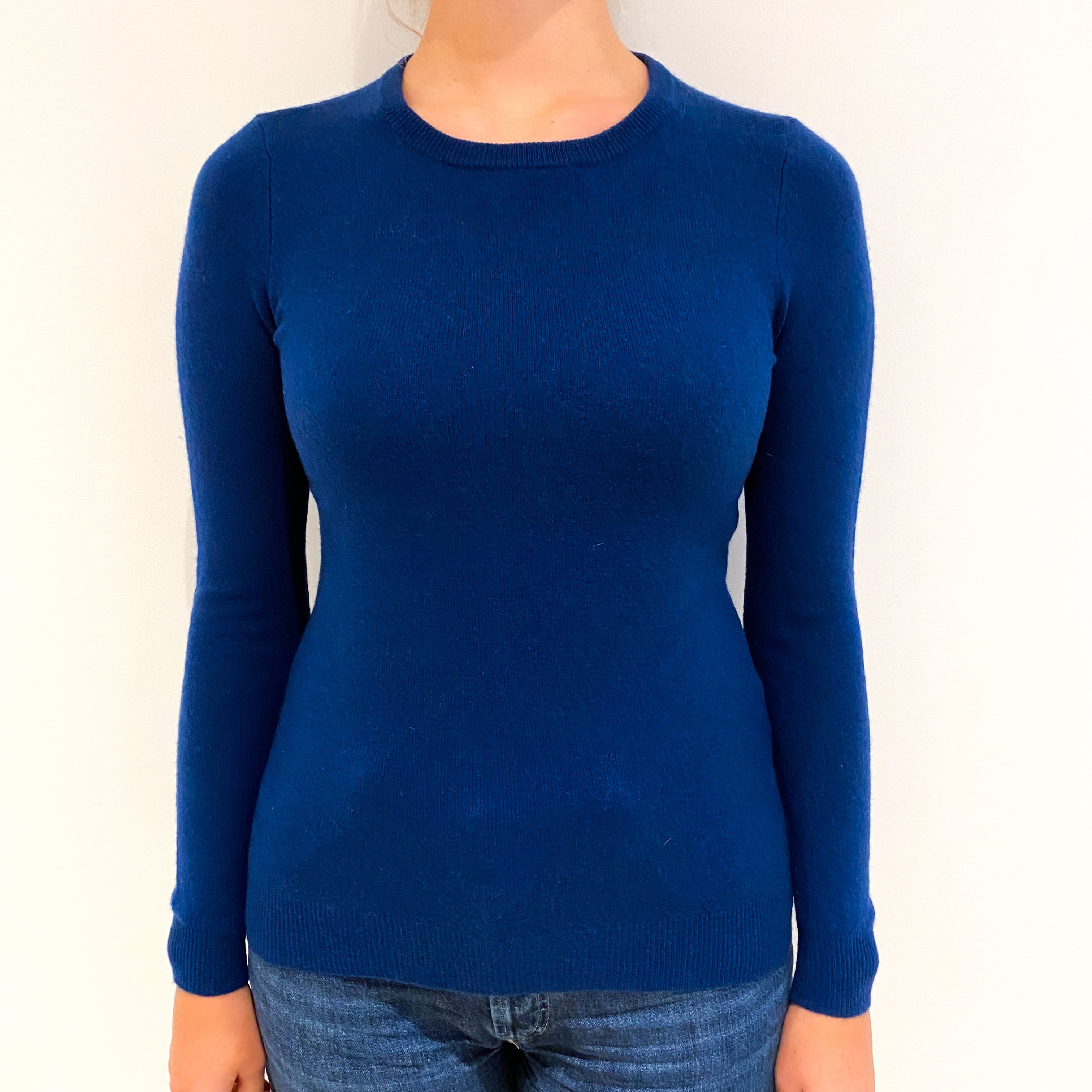Prussian Blue Cashmere Crew Neck Jumper Small