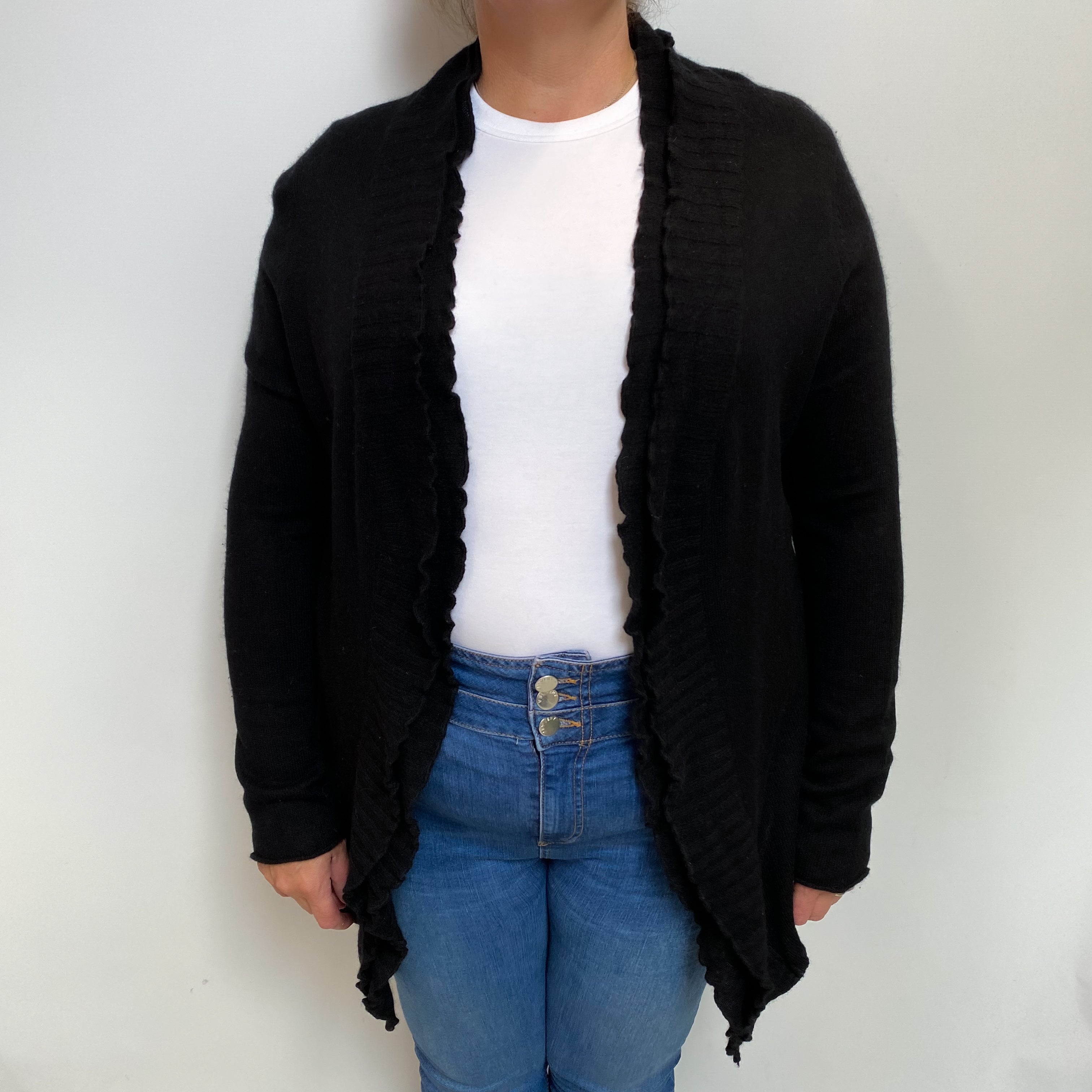 Black Cashmere Edge To Edge Cardigan Extra Large