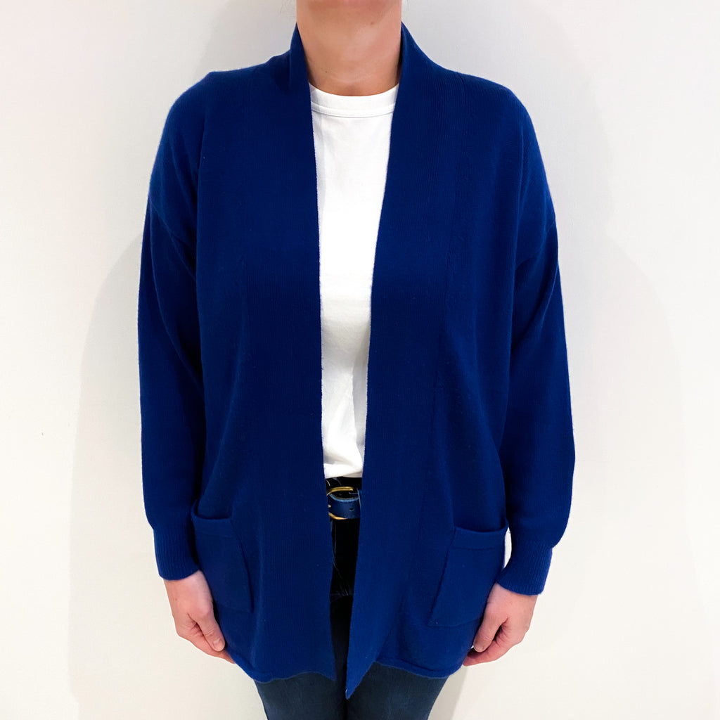 Indigo Blue Cashmere Edge to Edge Cardigan with Pockets Large