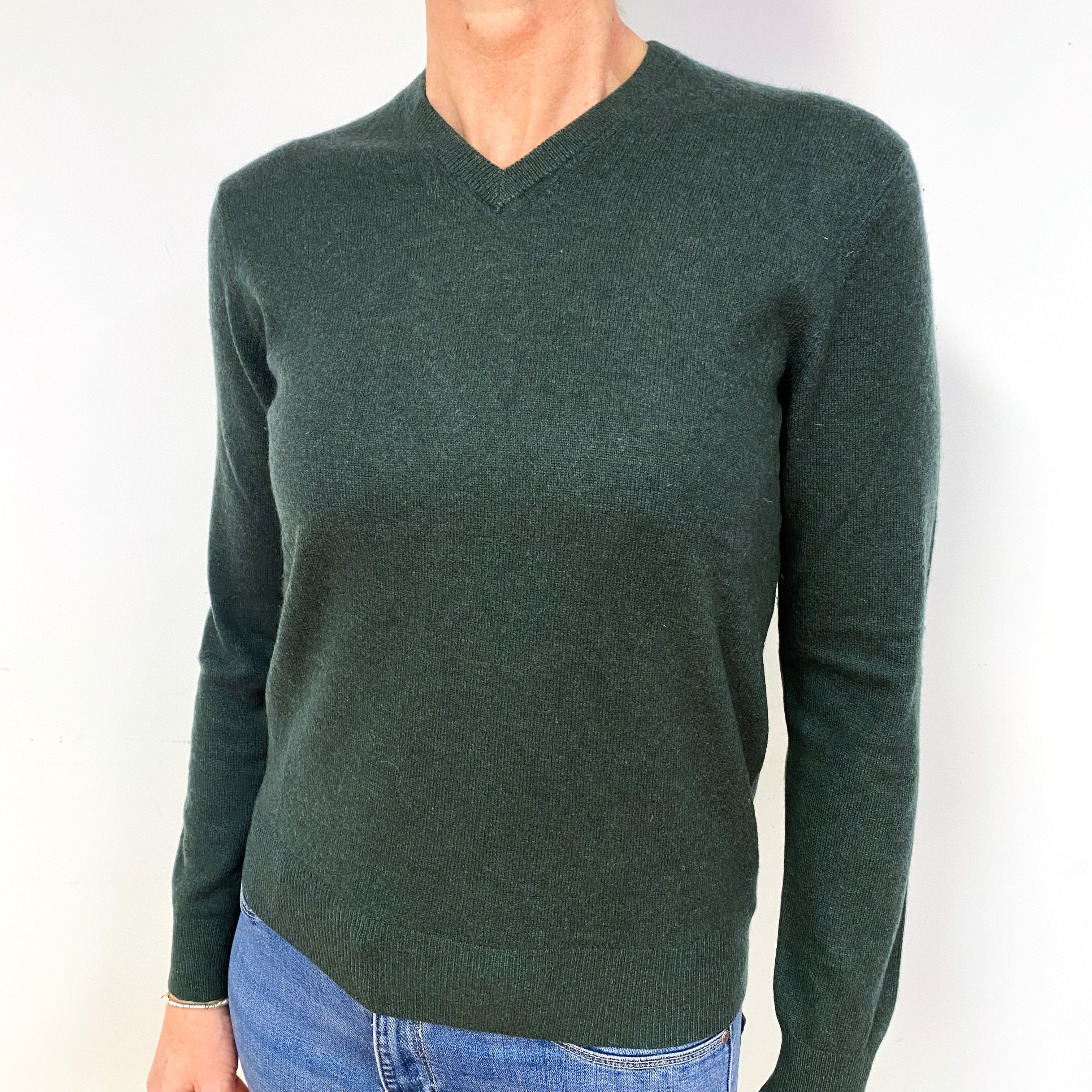 Khaki Cashmere V-Neck Jumper Medium