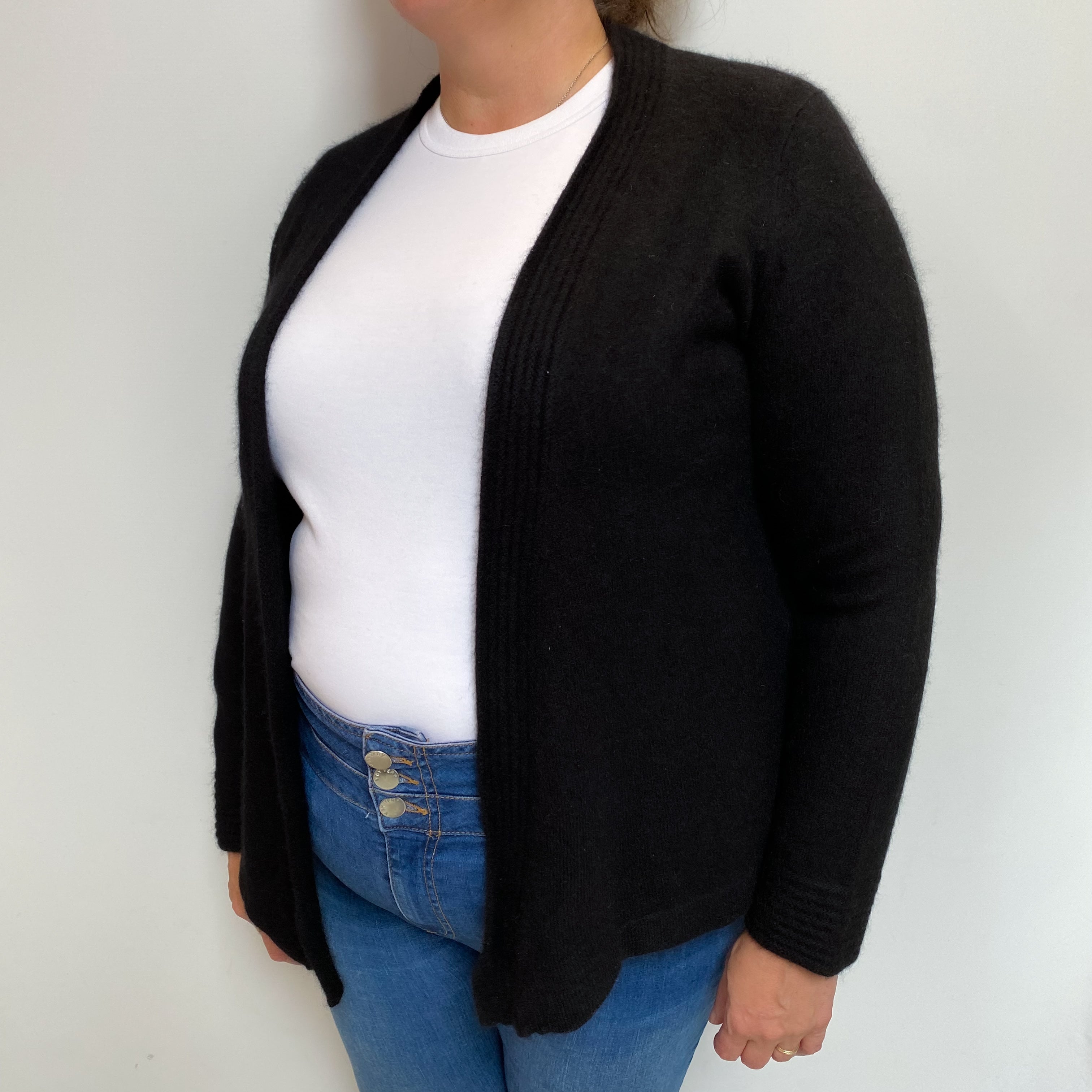 Black Cashmere Edge To Edge Cardigan Extra Large