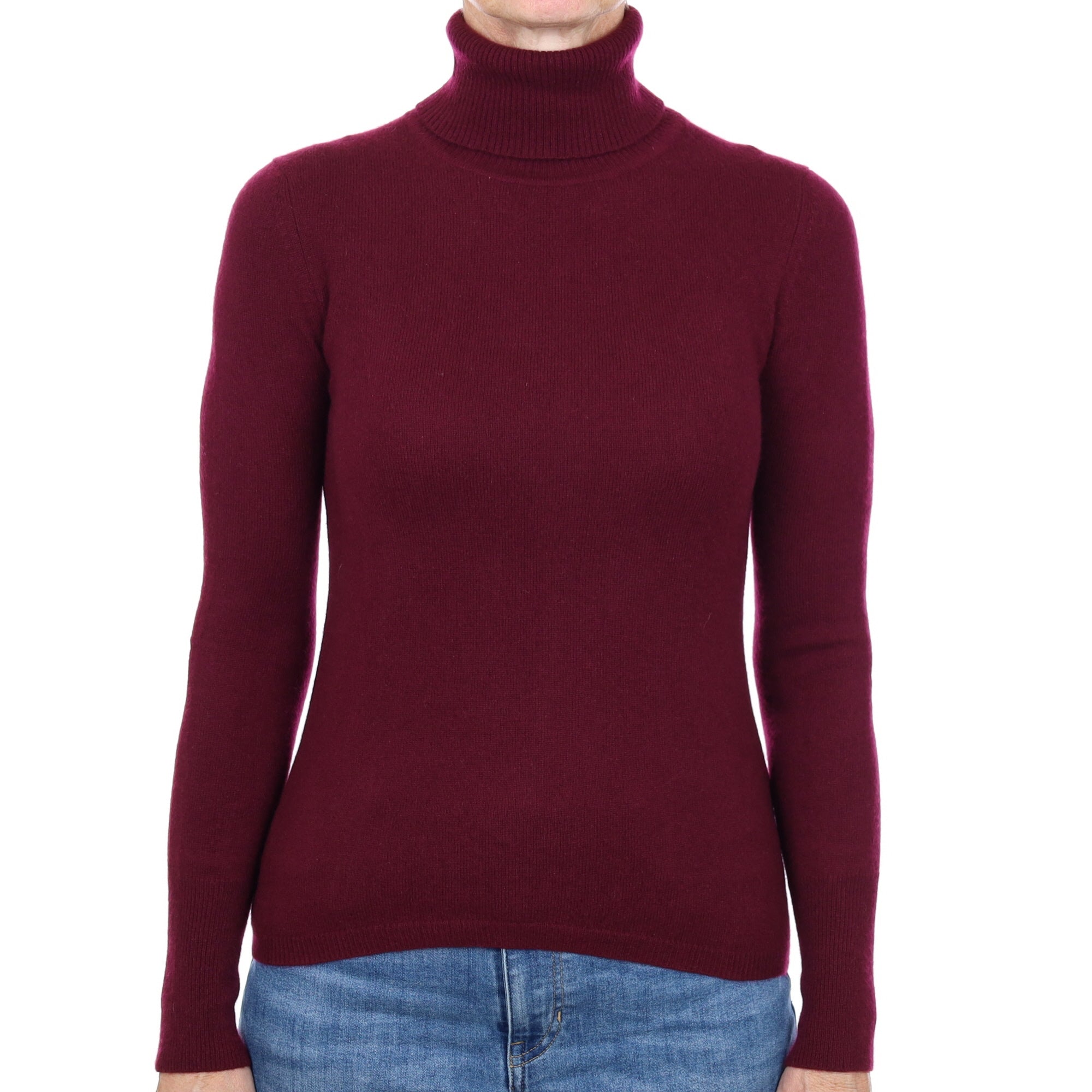 Mulberry Purple Cashmere Polo Neck Jumper Small