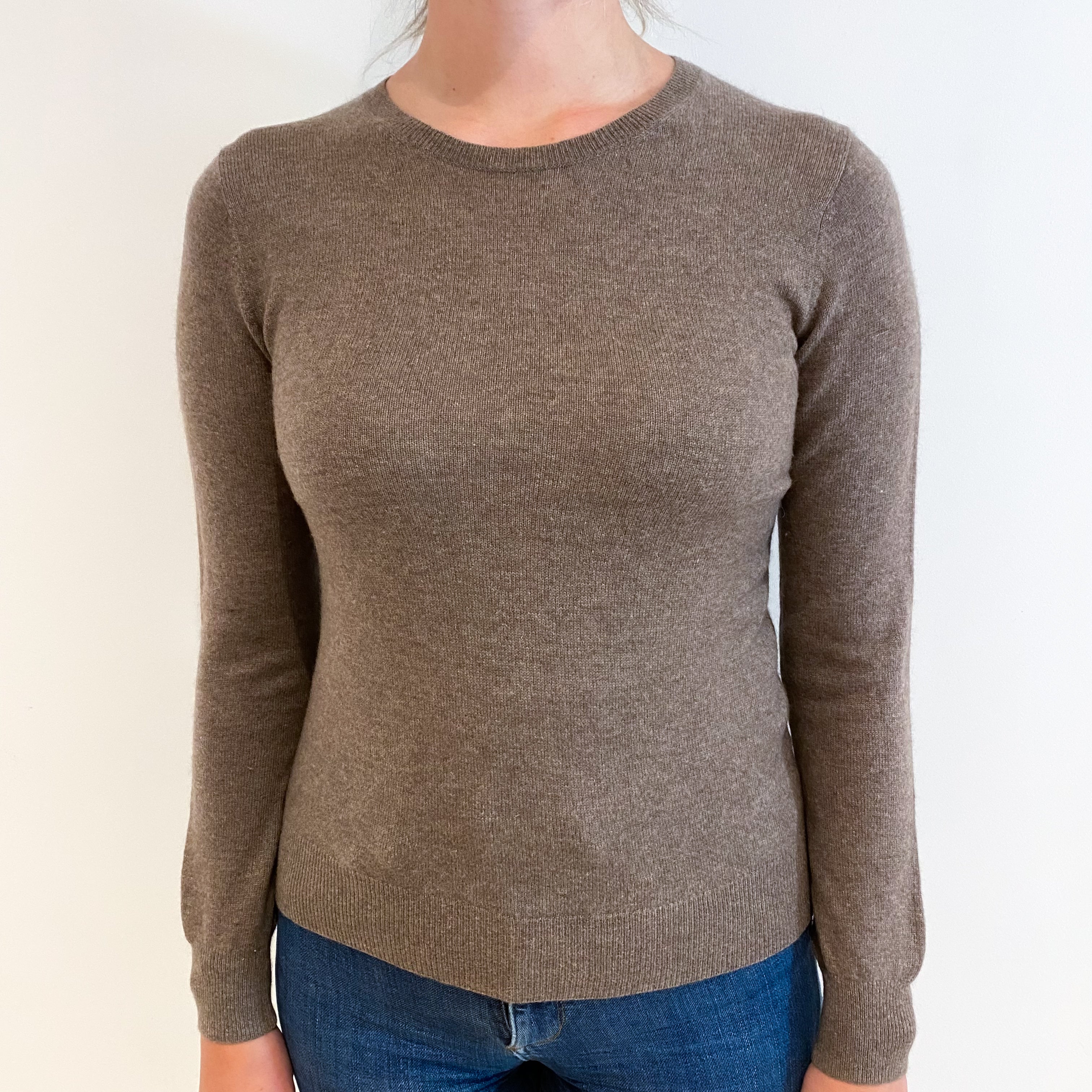 Mocha Brown Cashmere Crew Neck Jumper Small