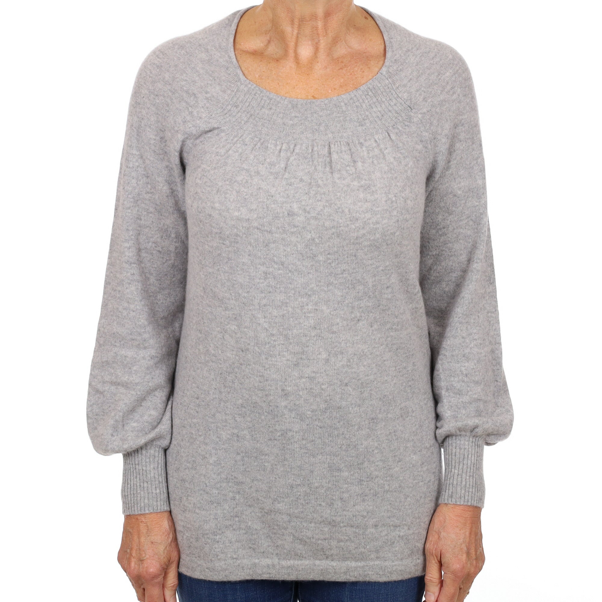 Smoke Grey Cashmere Scoop Neck Jumper Medium