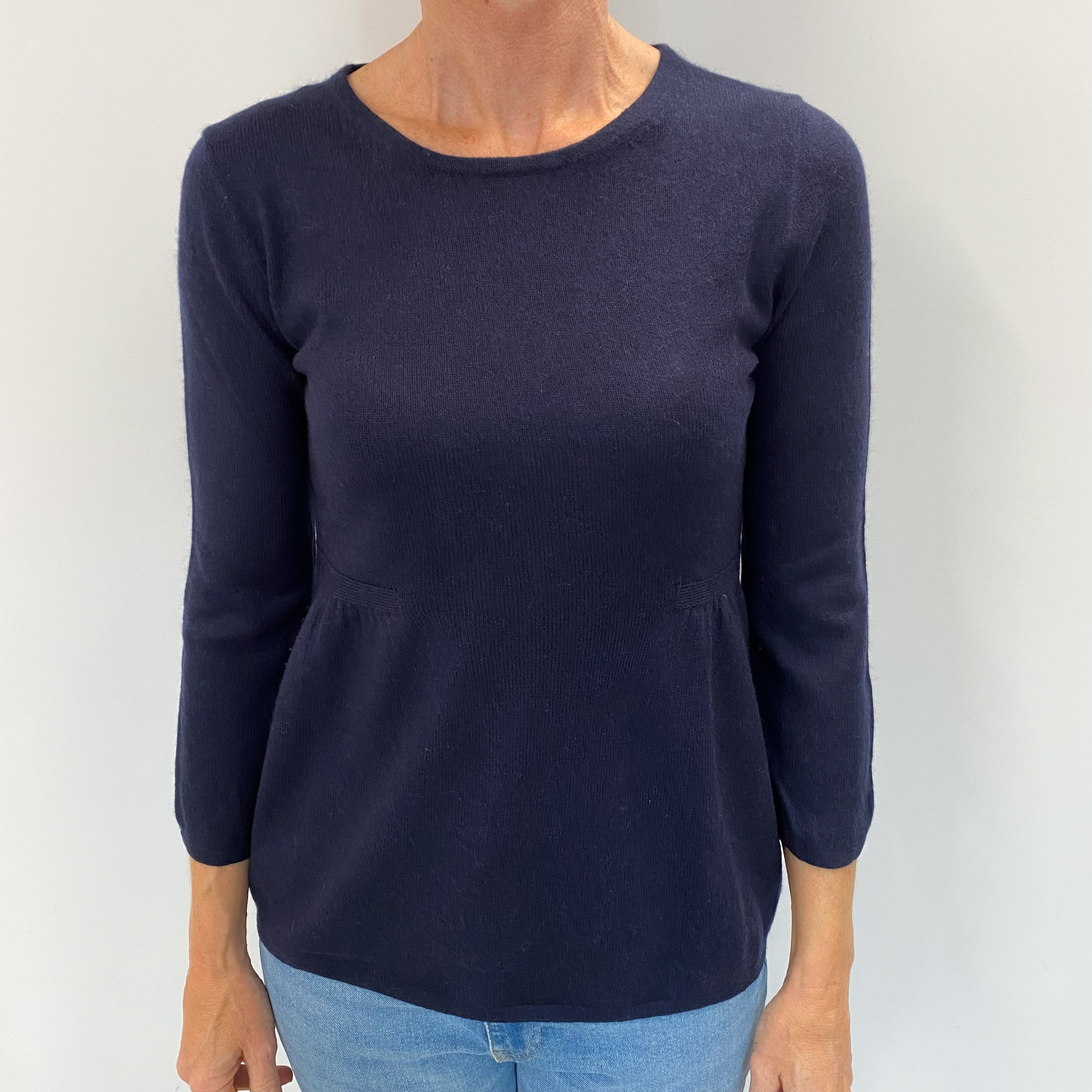 Navy Blue Cashmere Crew Neck Jumper Small