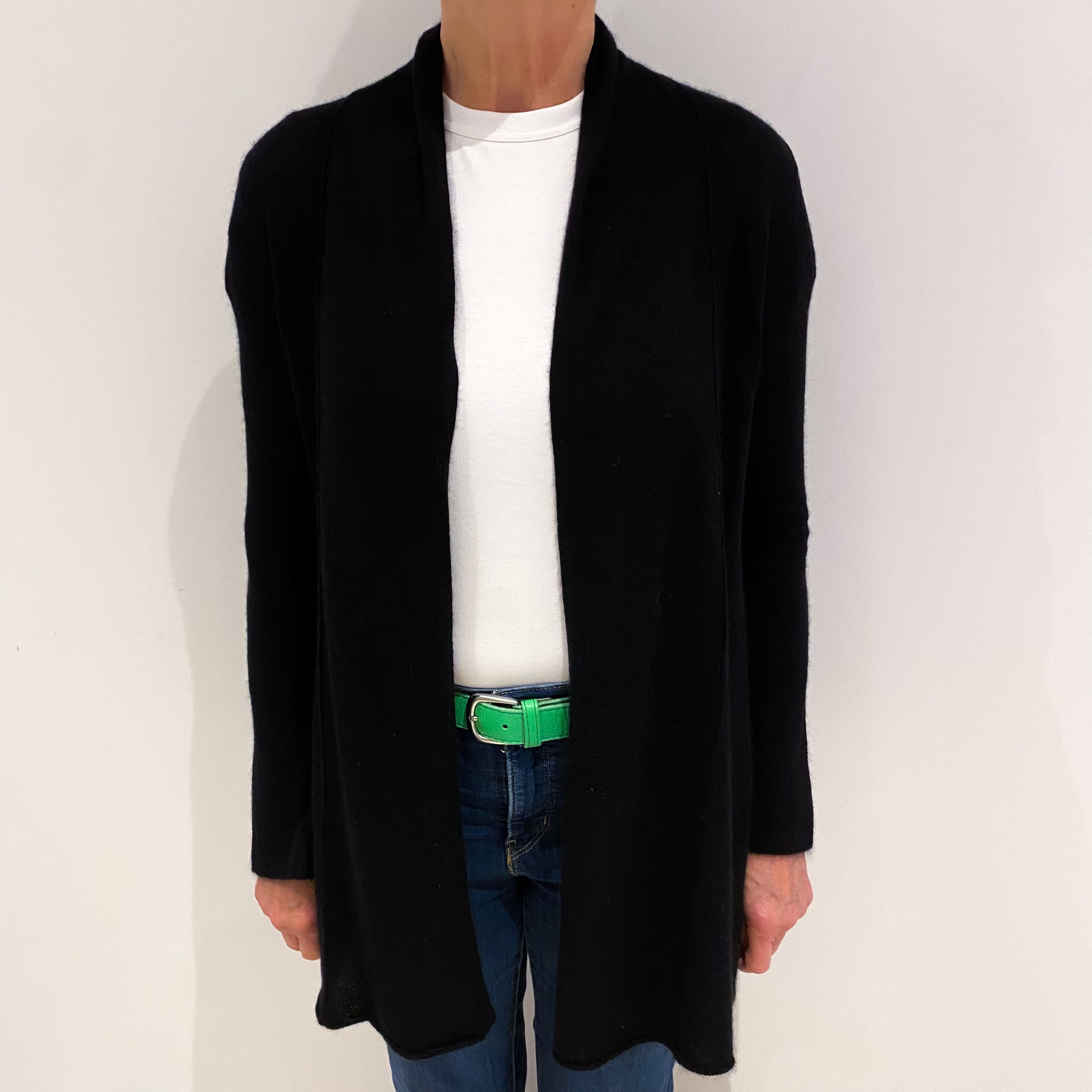 Black Cashmere Edge to Edge Cardigan Medium