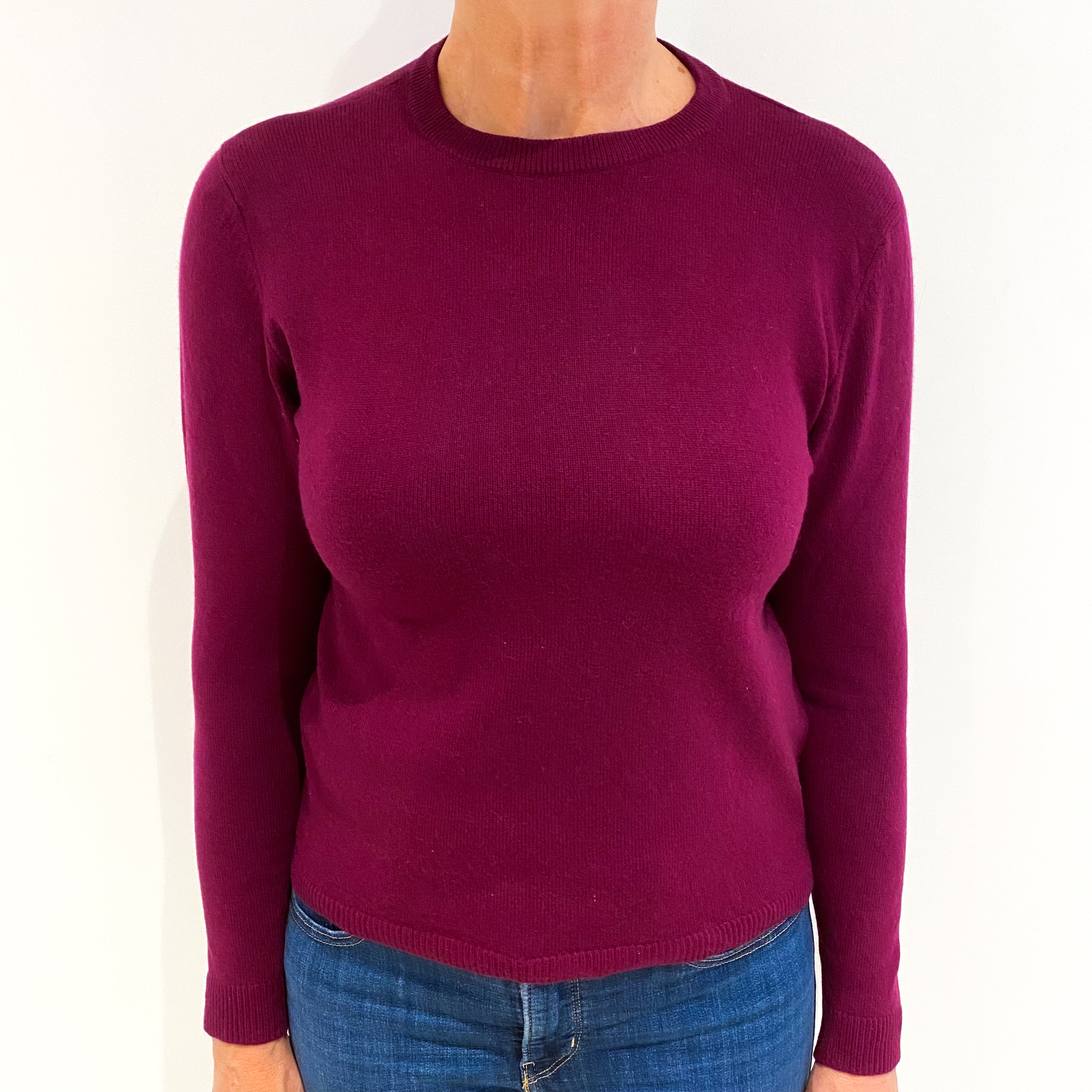 Mulberry purple Cashmere Crew Neck Jumper Medium