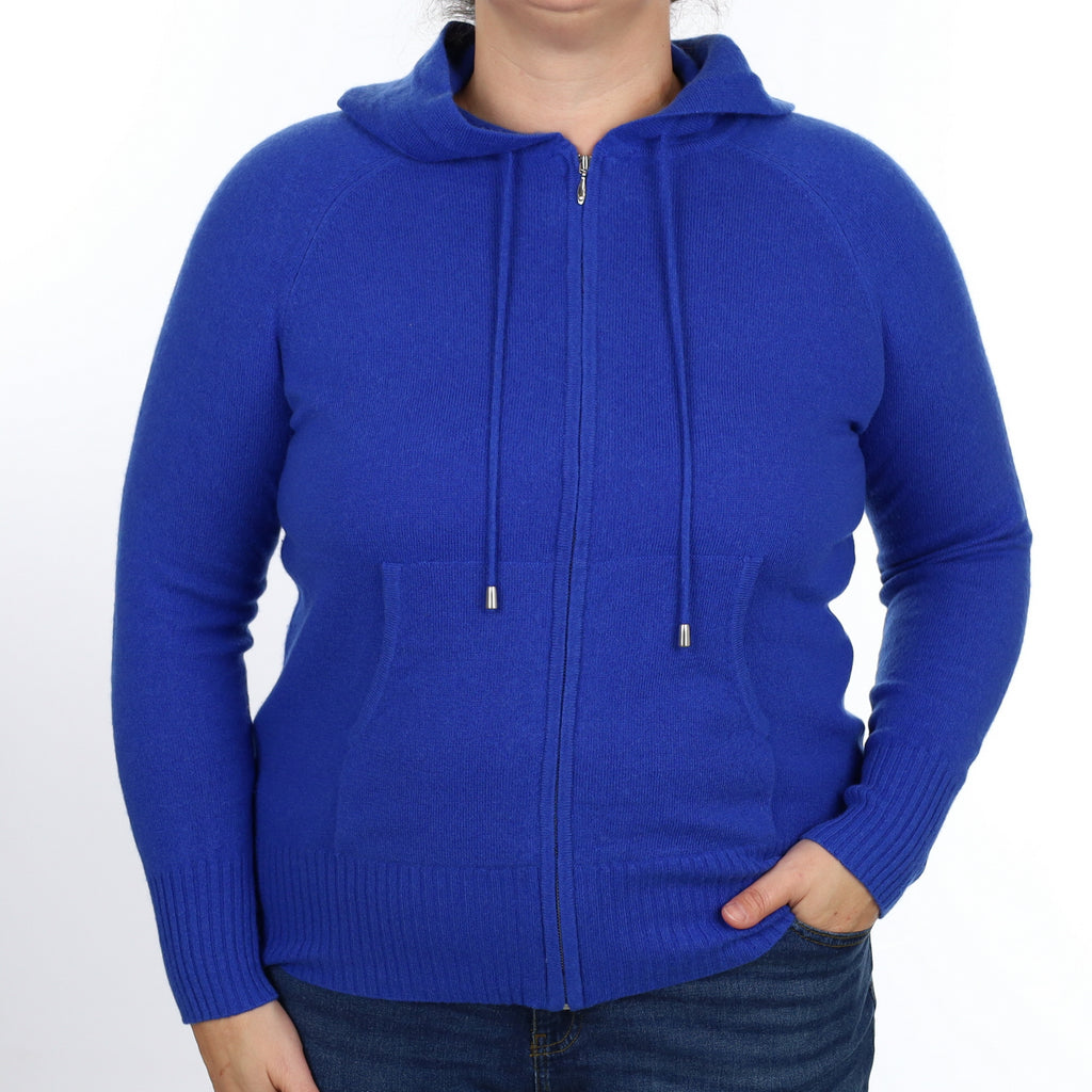 Electric Blue Cashmere Zip up Hoodie Large