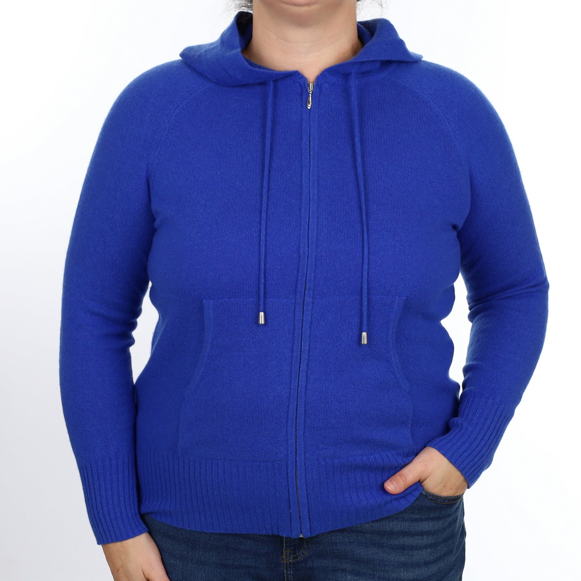Electric Blue Cashmere Zip up Hoodie Large