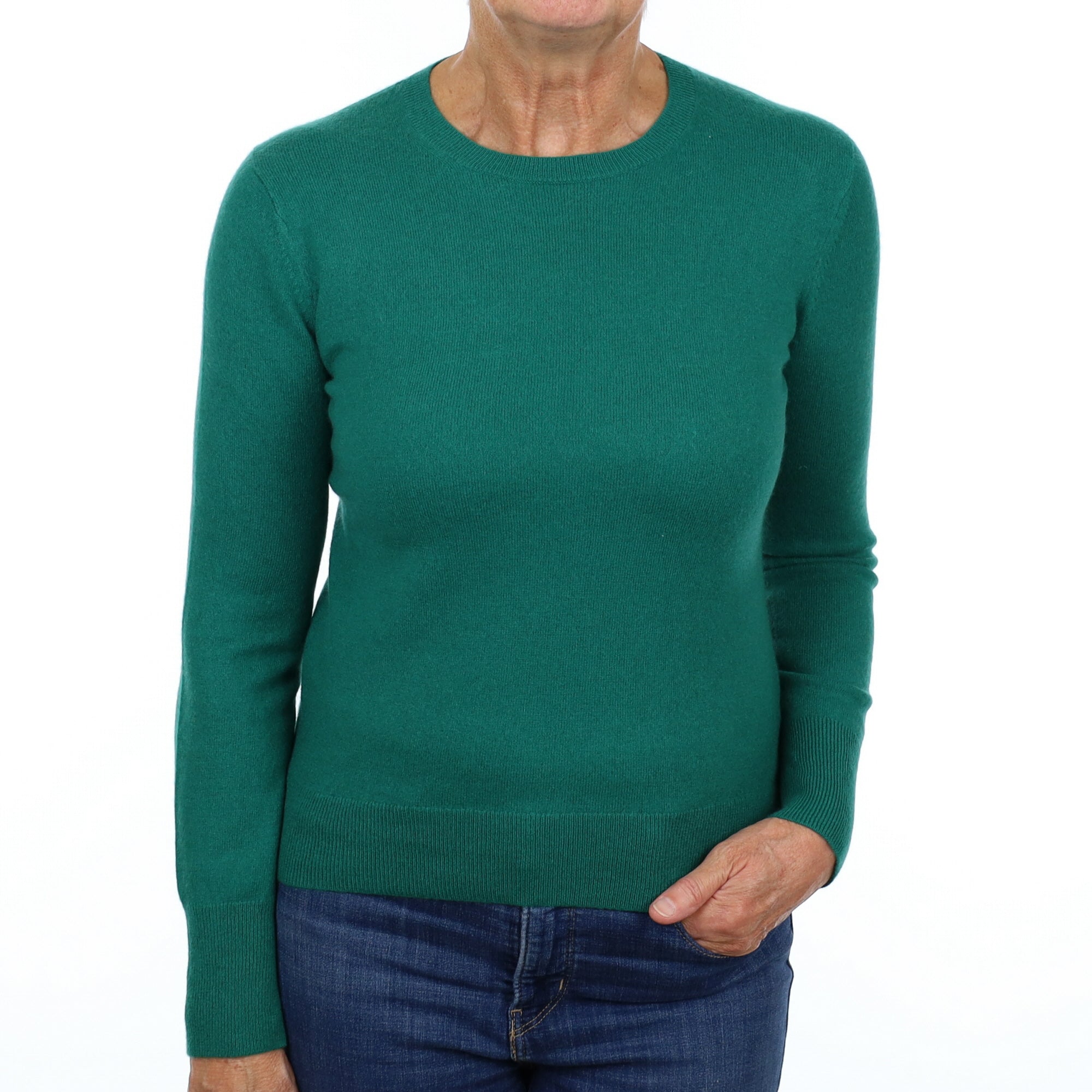 Shamrock Green Cashmere Crew Neck Jumper Medium