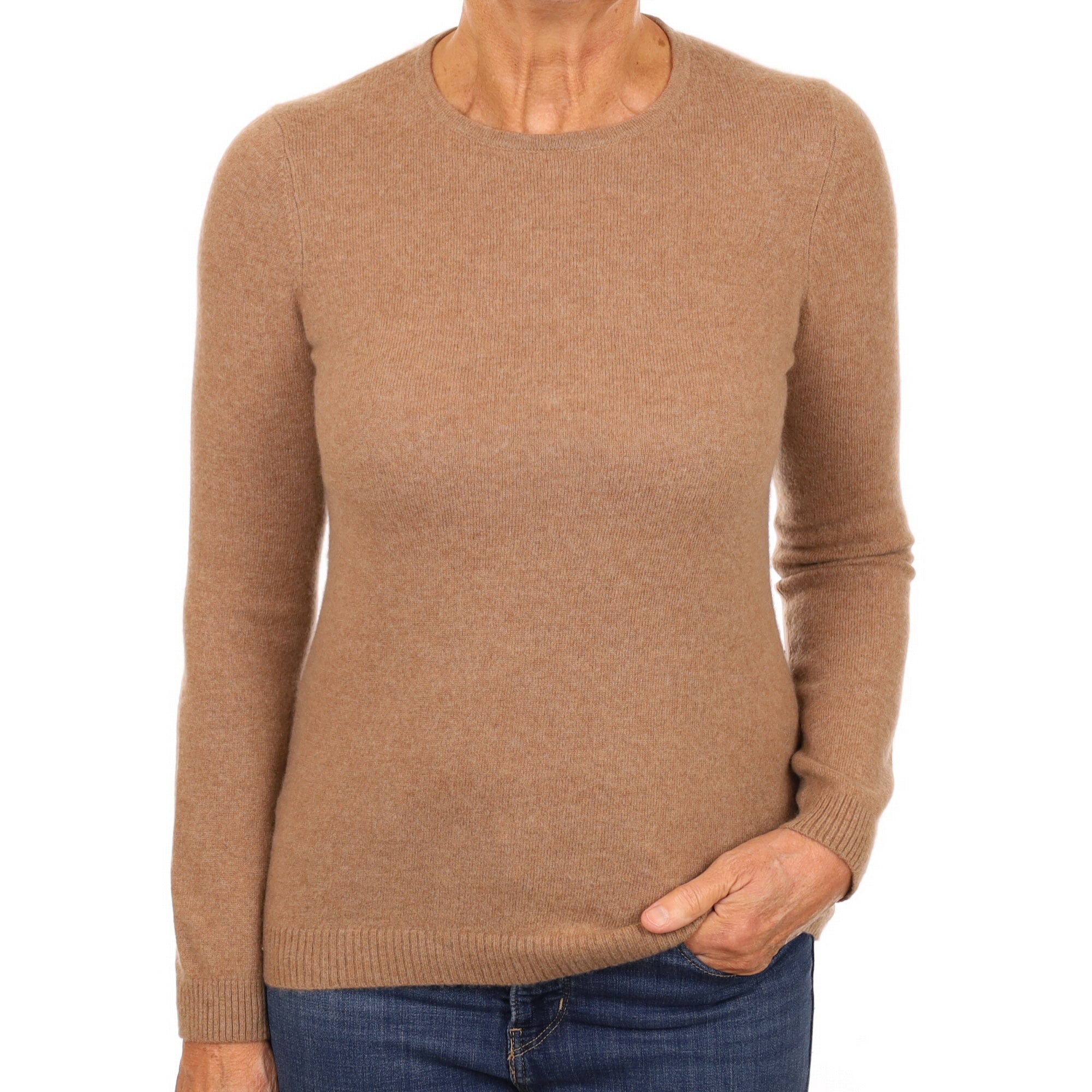 L.L Bean Toffee Brown Cashmere Crew Neck Jumper Medium