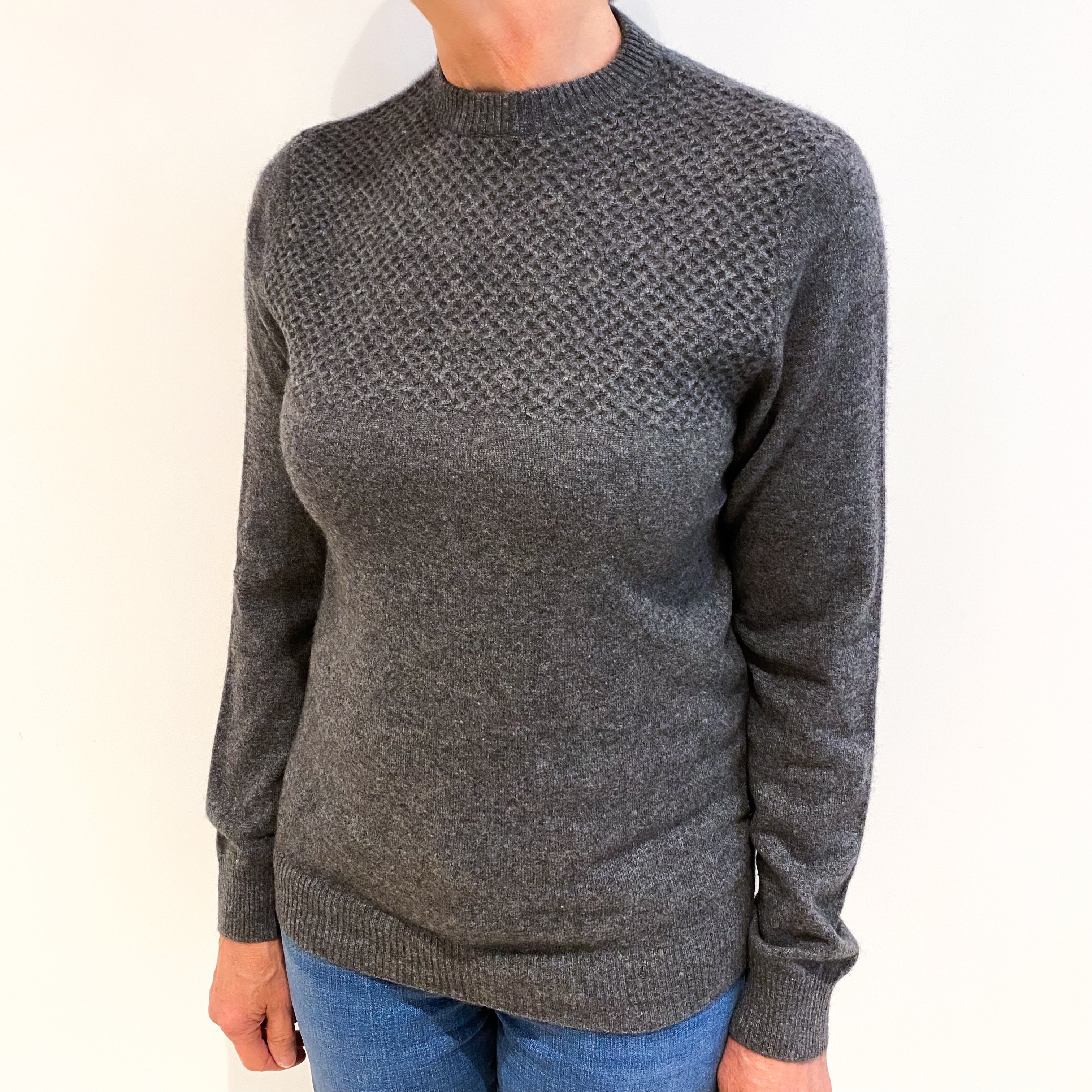 Takeo Kikuchi Slate Grey Cashmere Crew Neck Jumper Medium