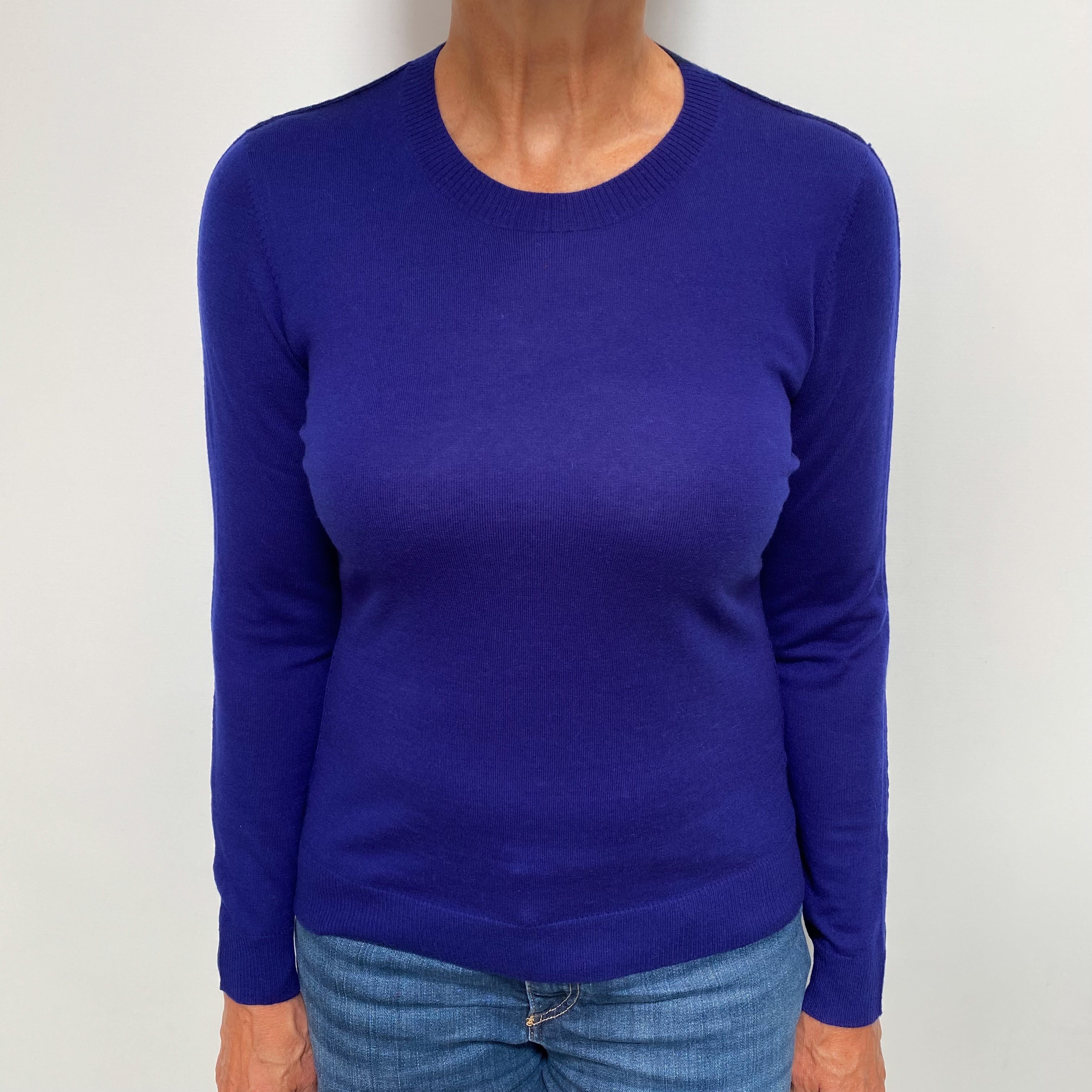 New Navy and Indigo Cashmere Crew Neck Jumper Medium