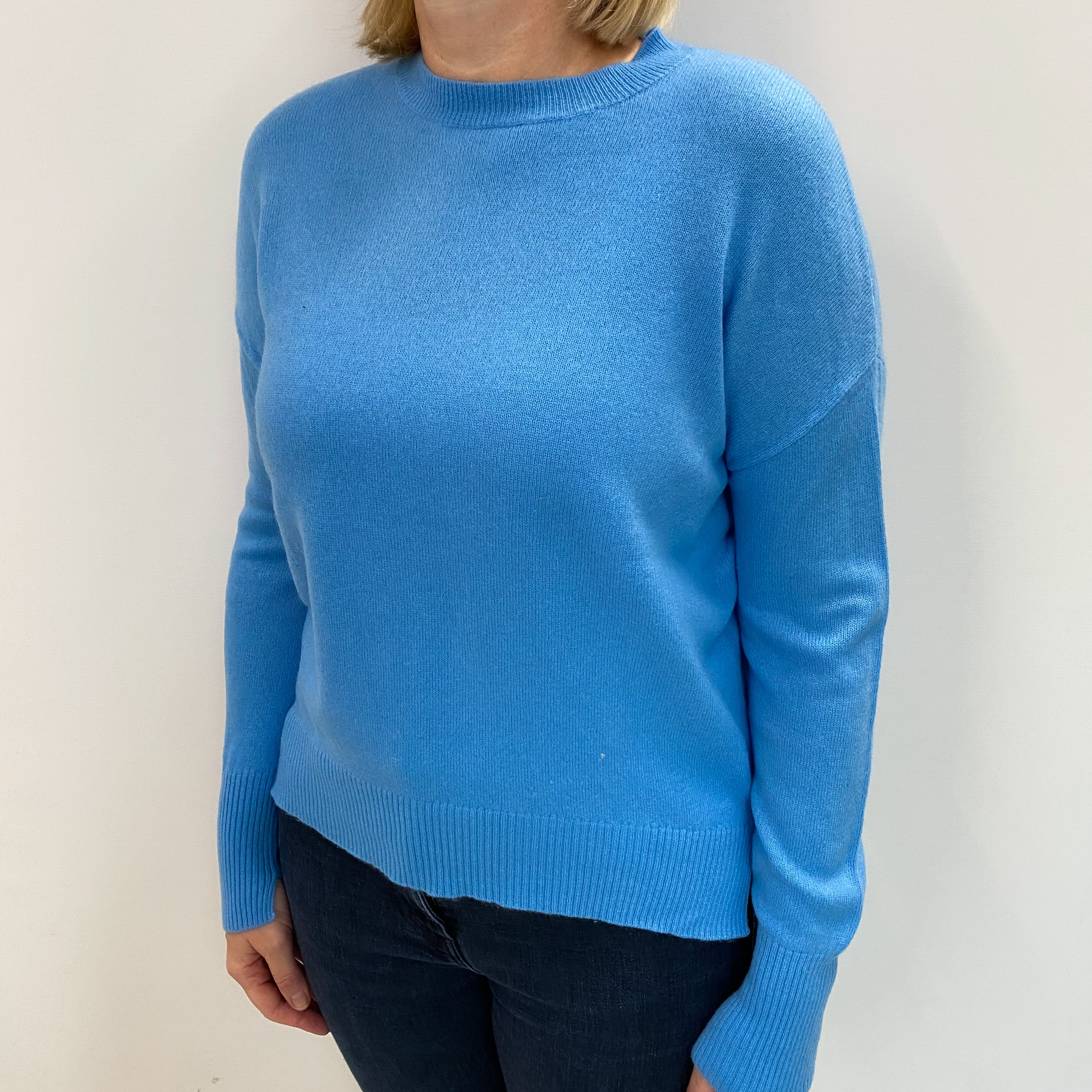 Sky Blue Cashmere Crew Neck Jumper Large