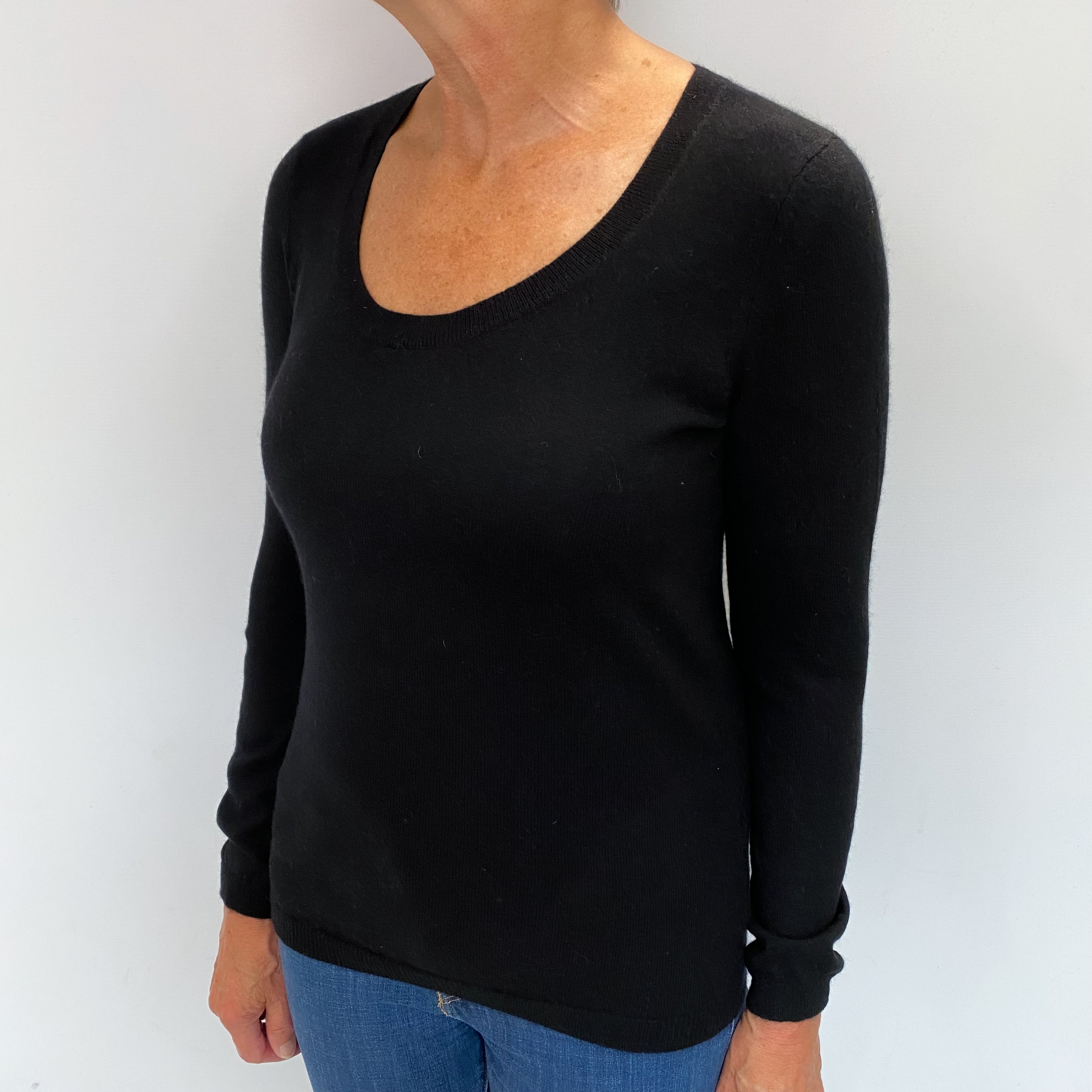 Black Cashmere Scoop Neck Jumper Medium