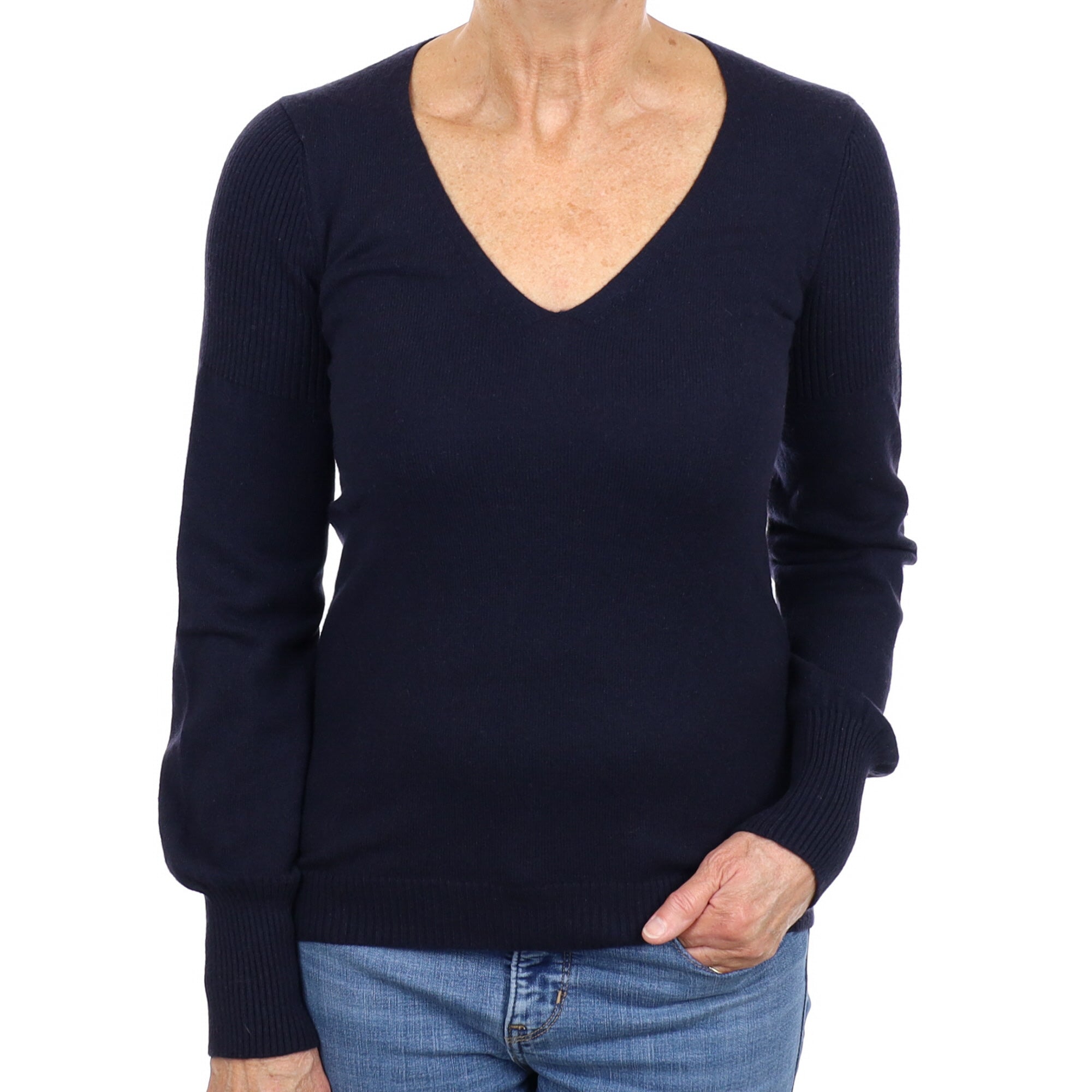 Theory Navy Blue Cashmere V Neck Medium