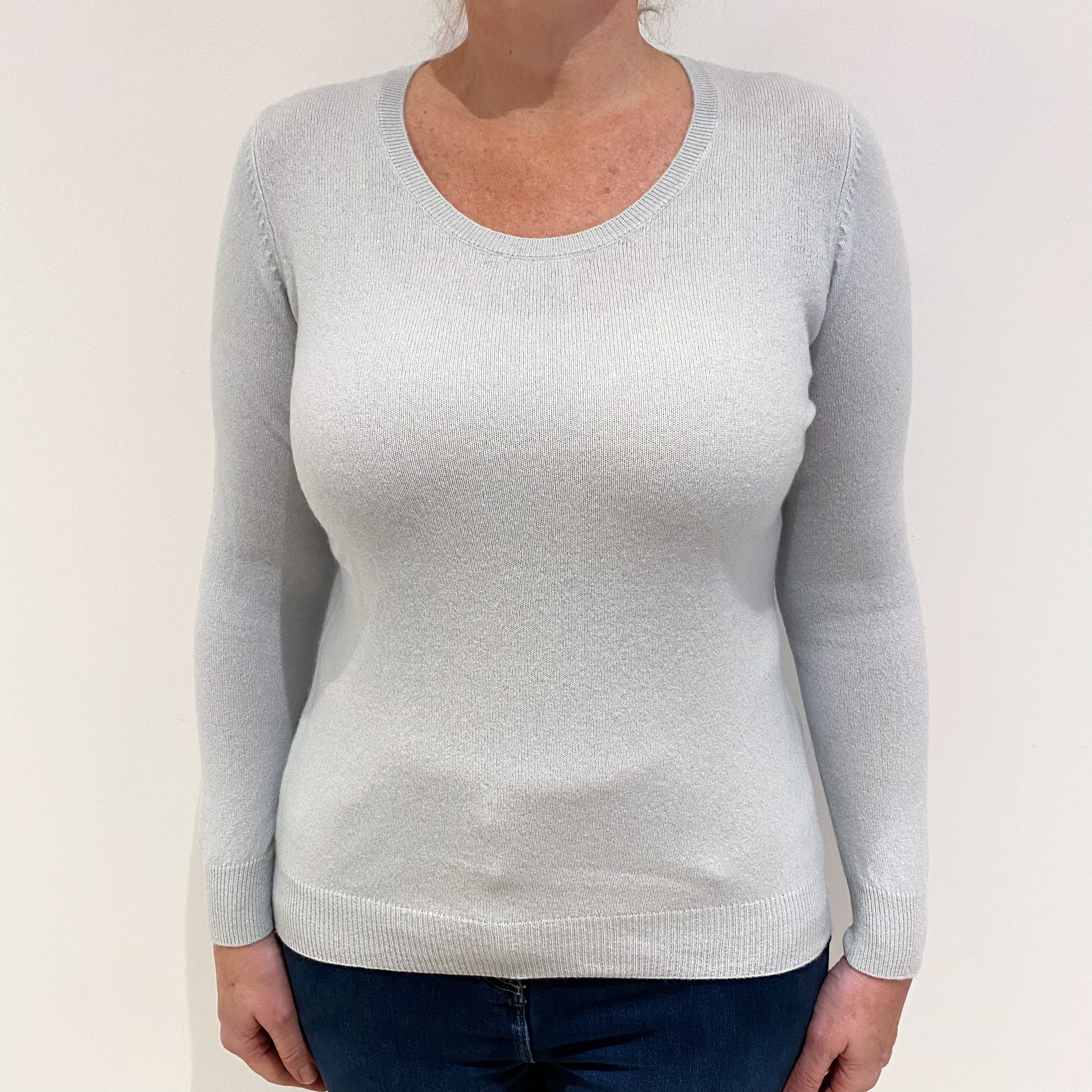 Ice Blue Cashmere Crew Neck Jumper Large