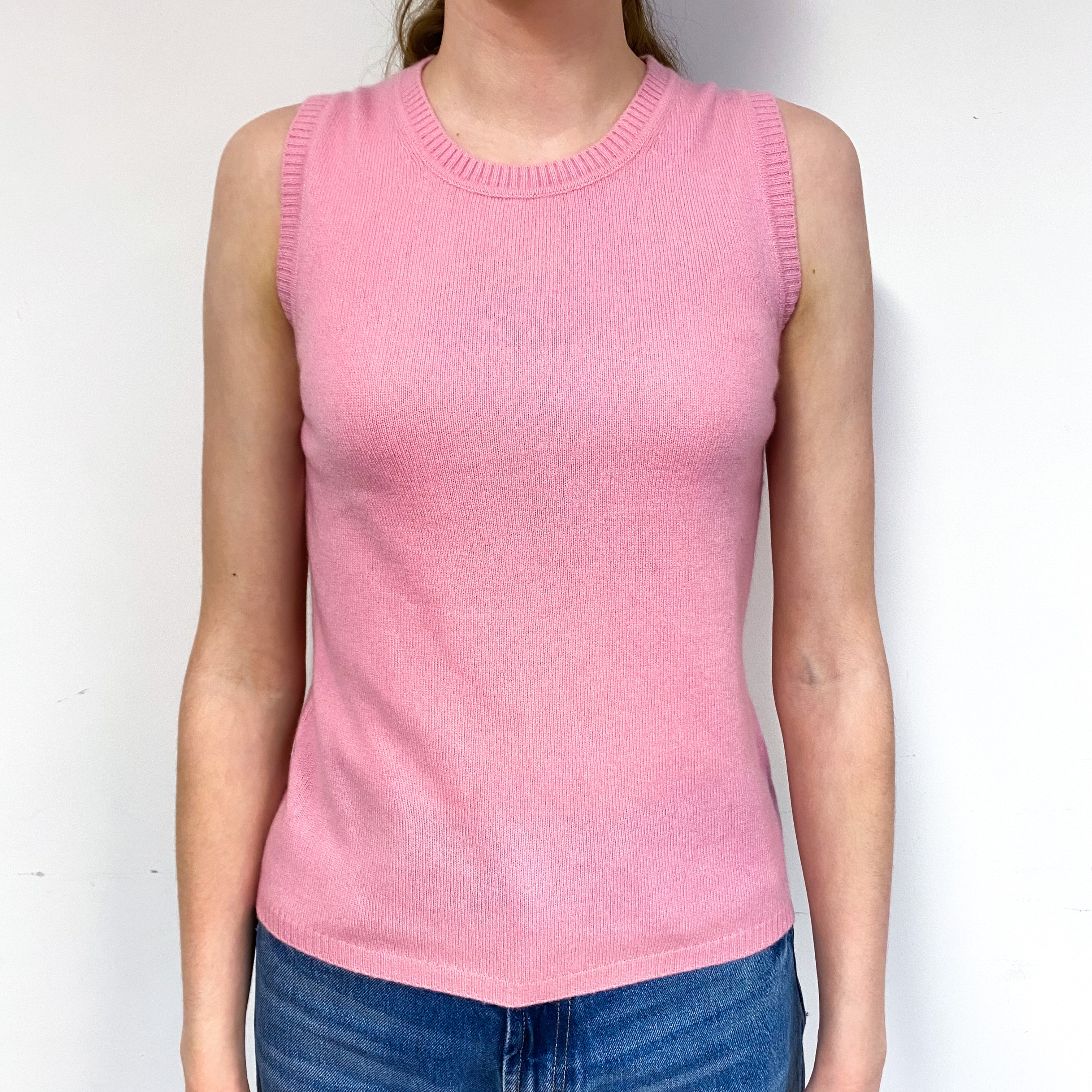 Sugar Mouse Pink Cashmere Crew Neck Tank Top Extra Small