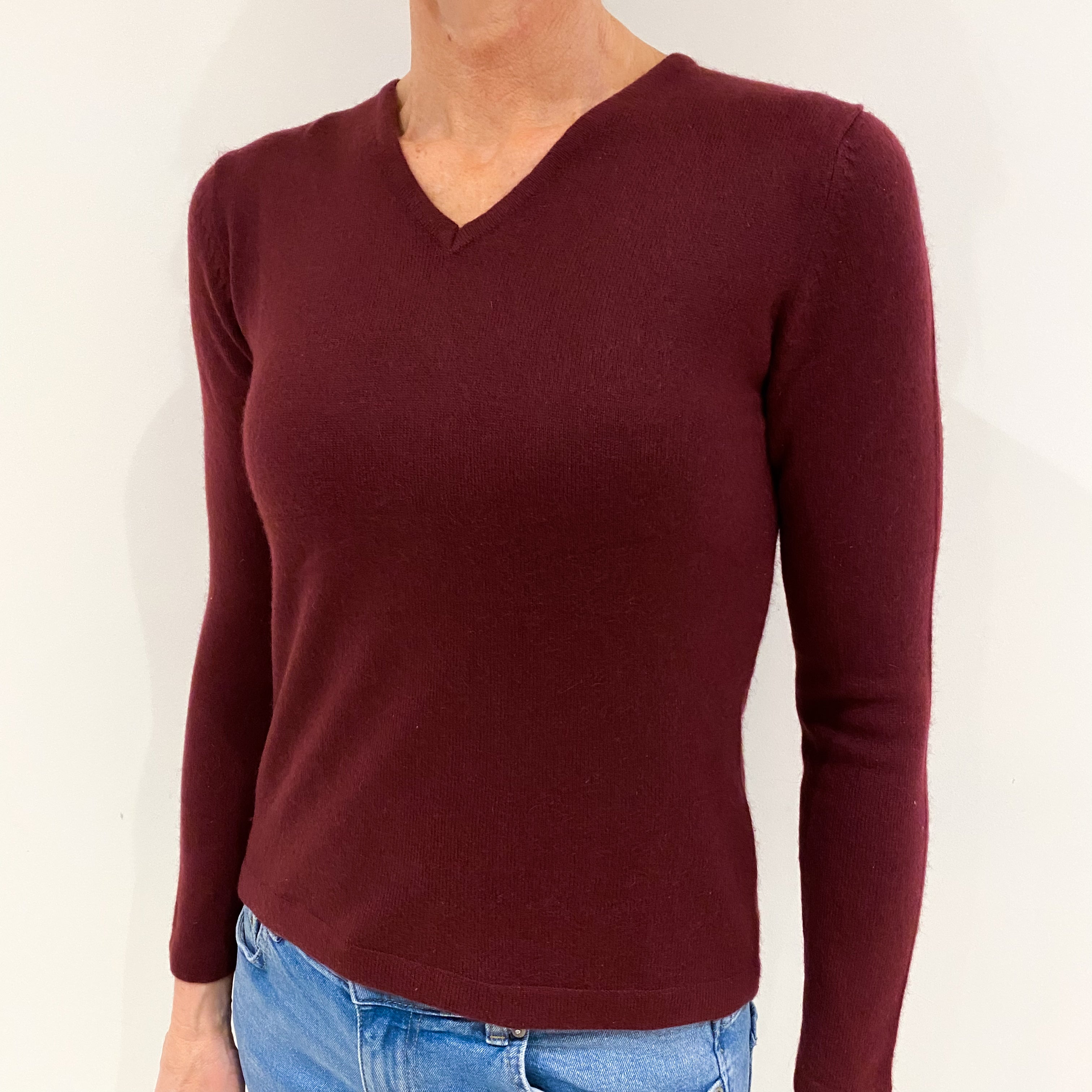Mulberry Purple Cashmere V Neck Jumper Small