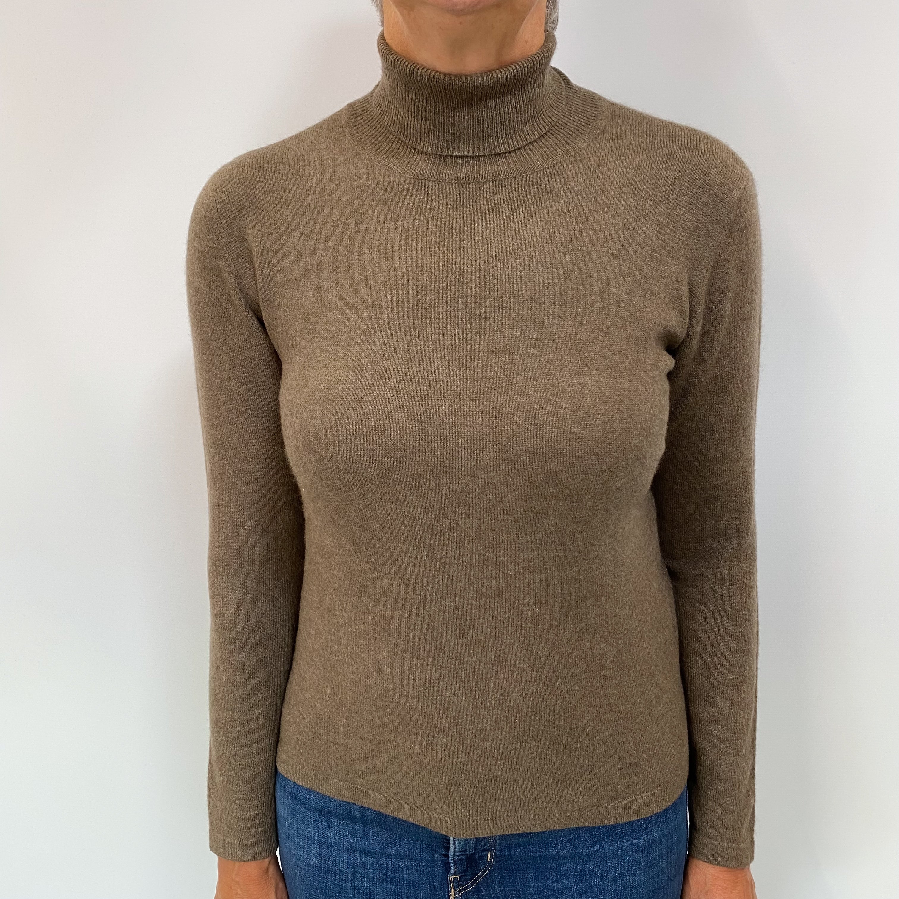 Donkey Brown Cashmere Polo Neck Jumper Medium