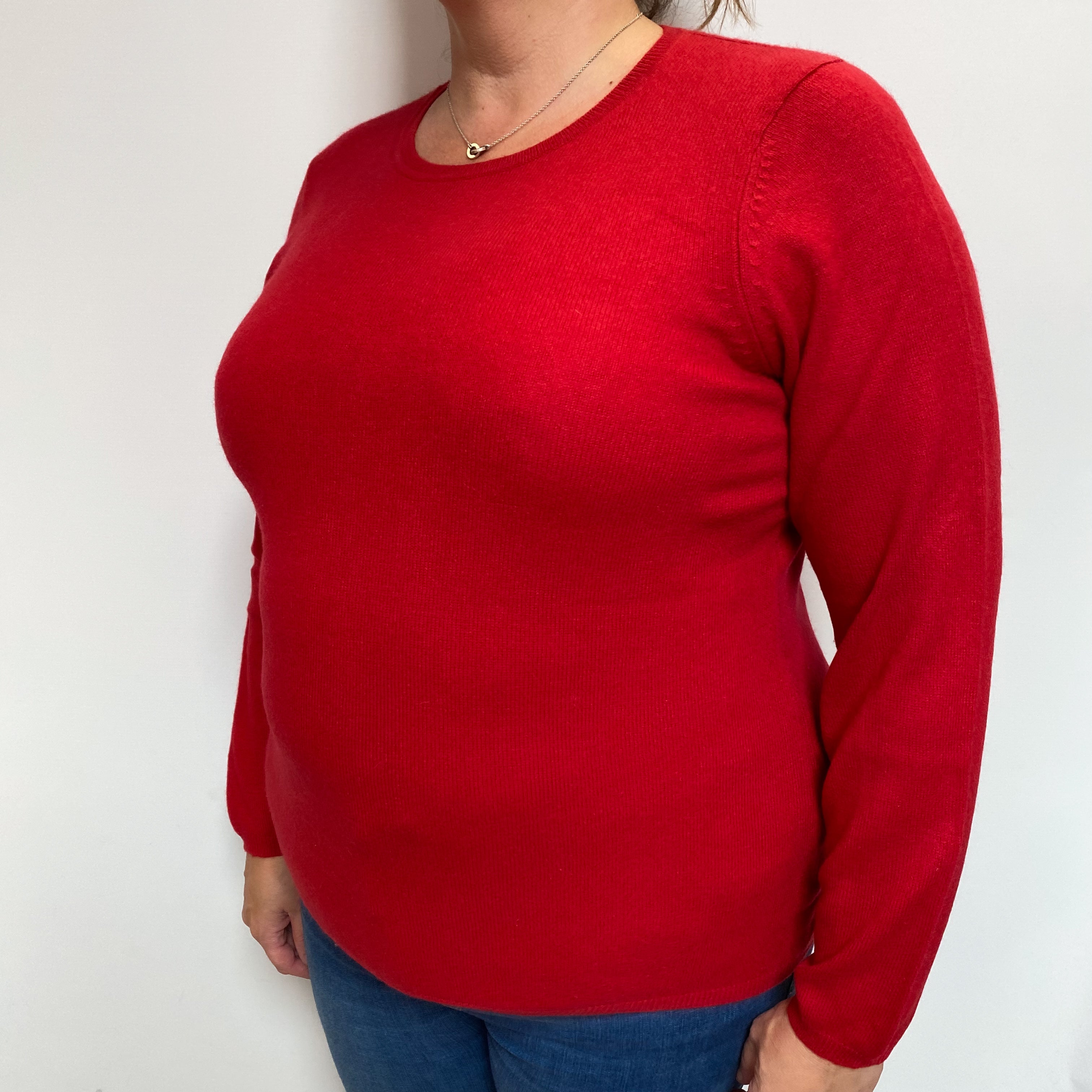 Berry Red Cashmere Crew Neck Jumper Extra Large