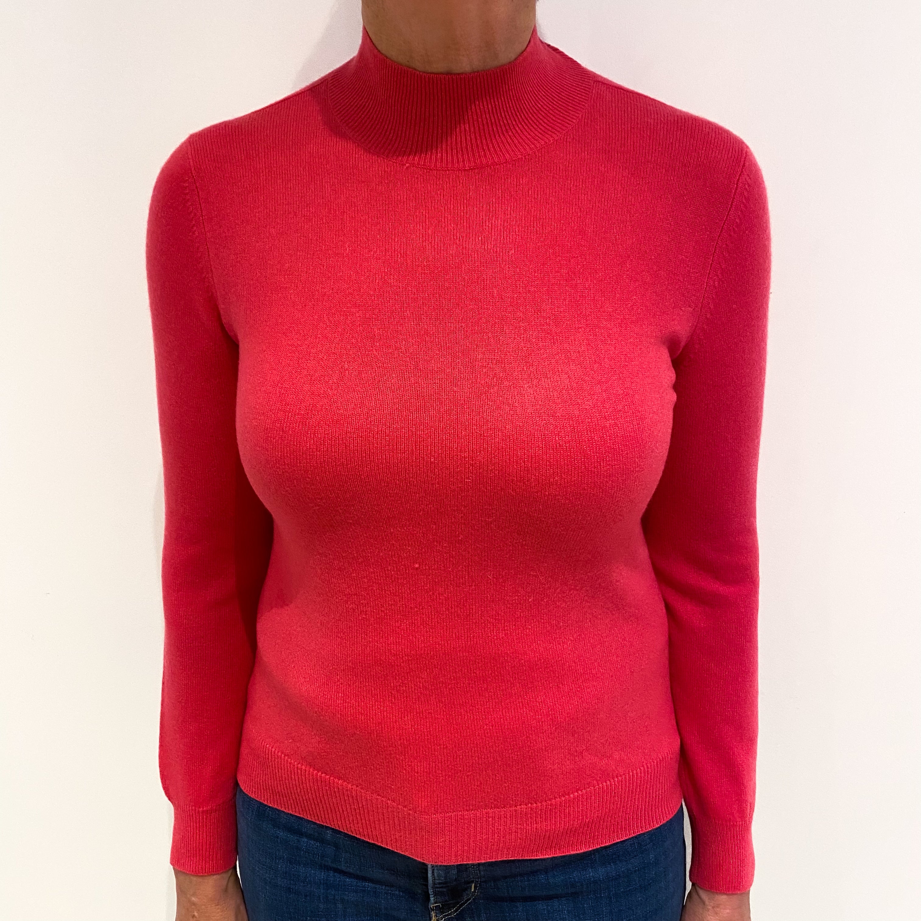 Rose Pink Cashmere Turtle Neck Jumper Medium