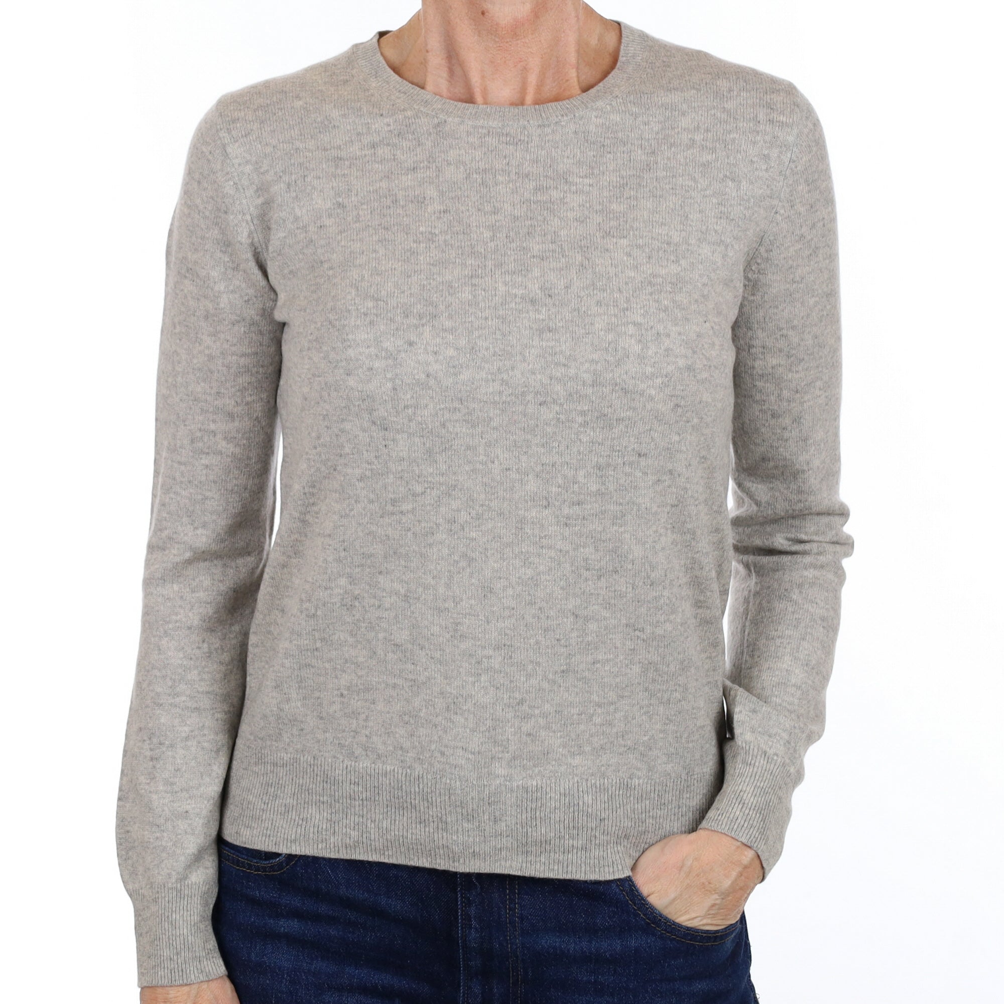 Smoke Grey Cashmere Crew Neck Jumper Small