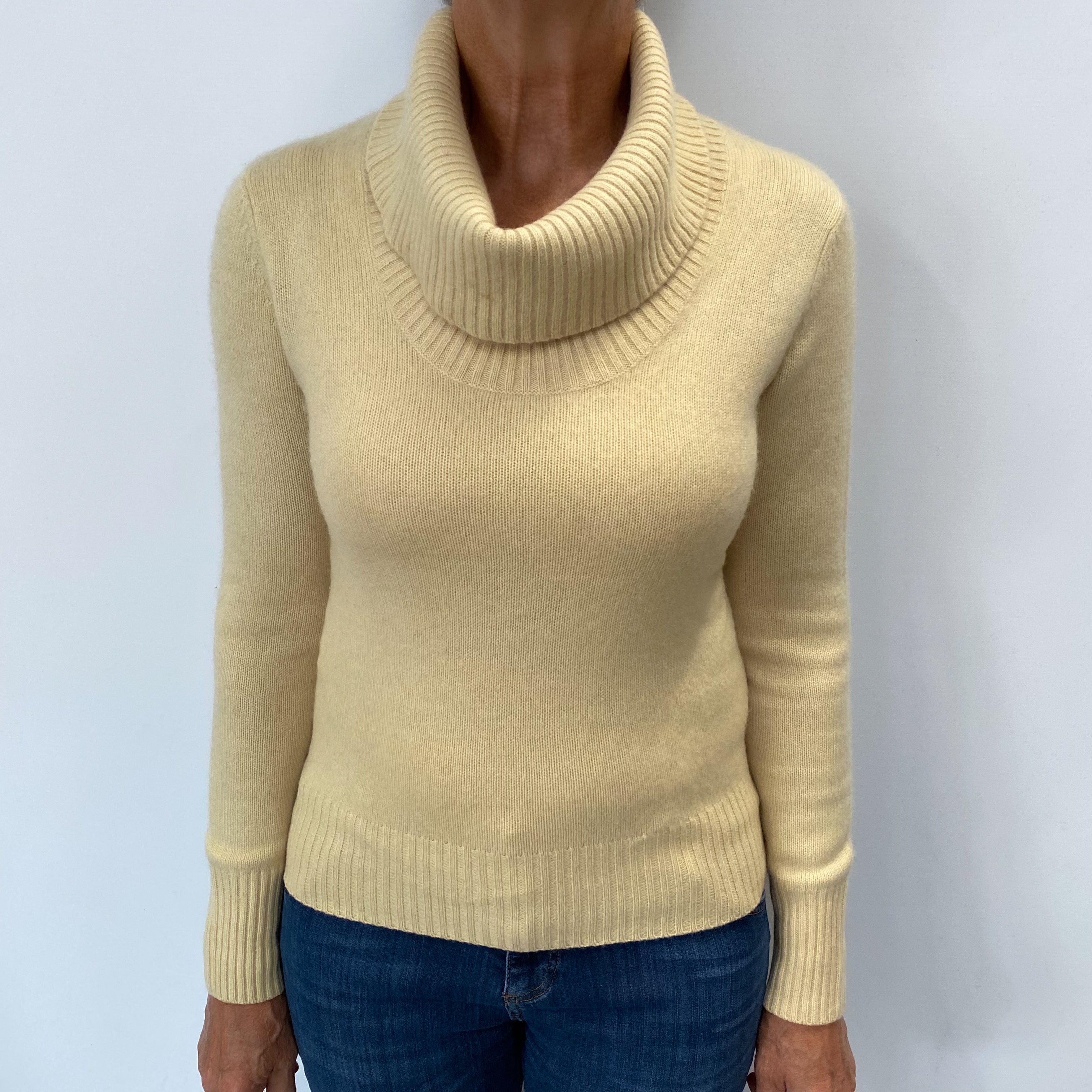 Clotted Cream Cashmere Cowl Neck Jumper Medium