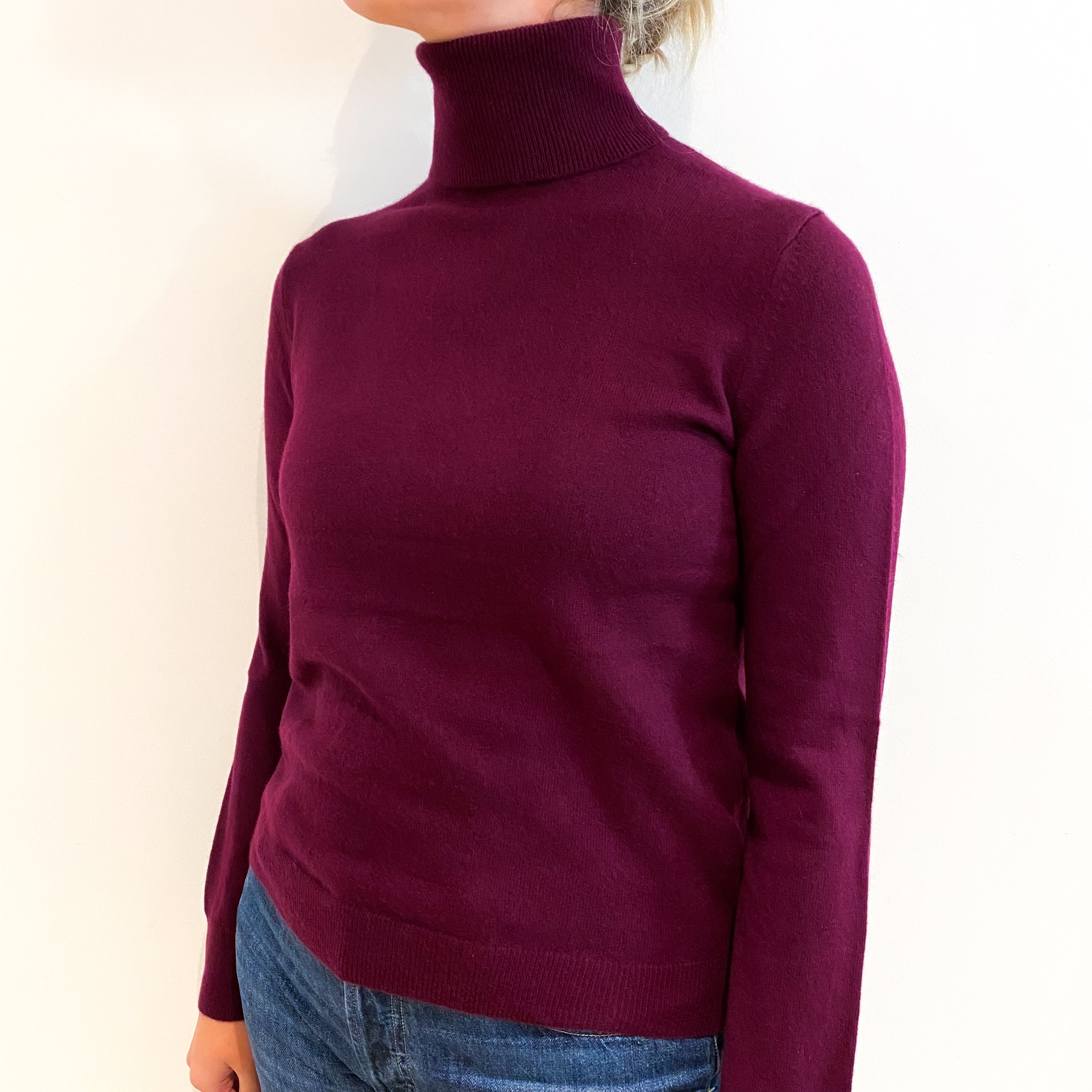 Mulberry Purple Cashmere Polo Neck Jumper Small