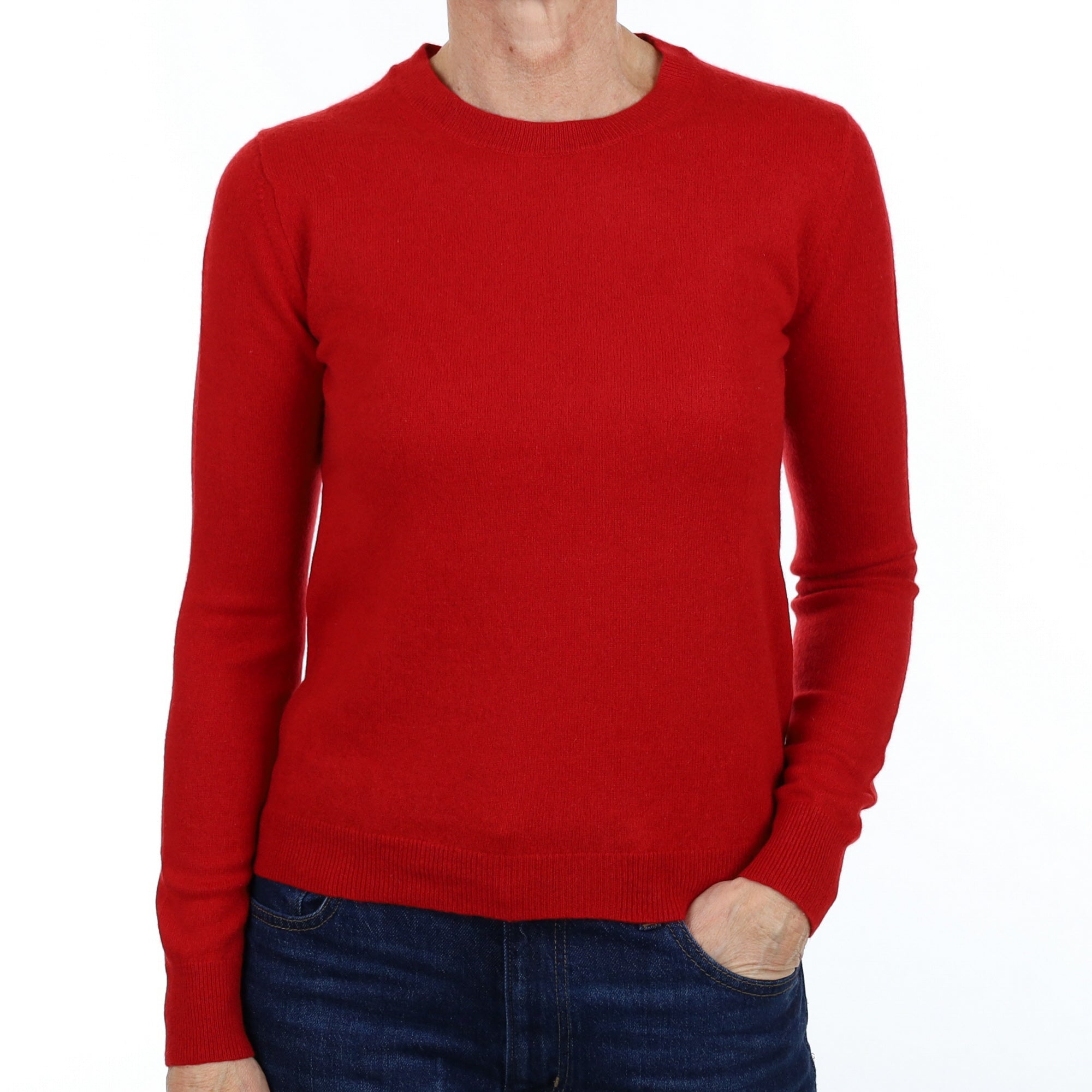 Spanish Red Cashmere Crew Neck Jumper Small