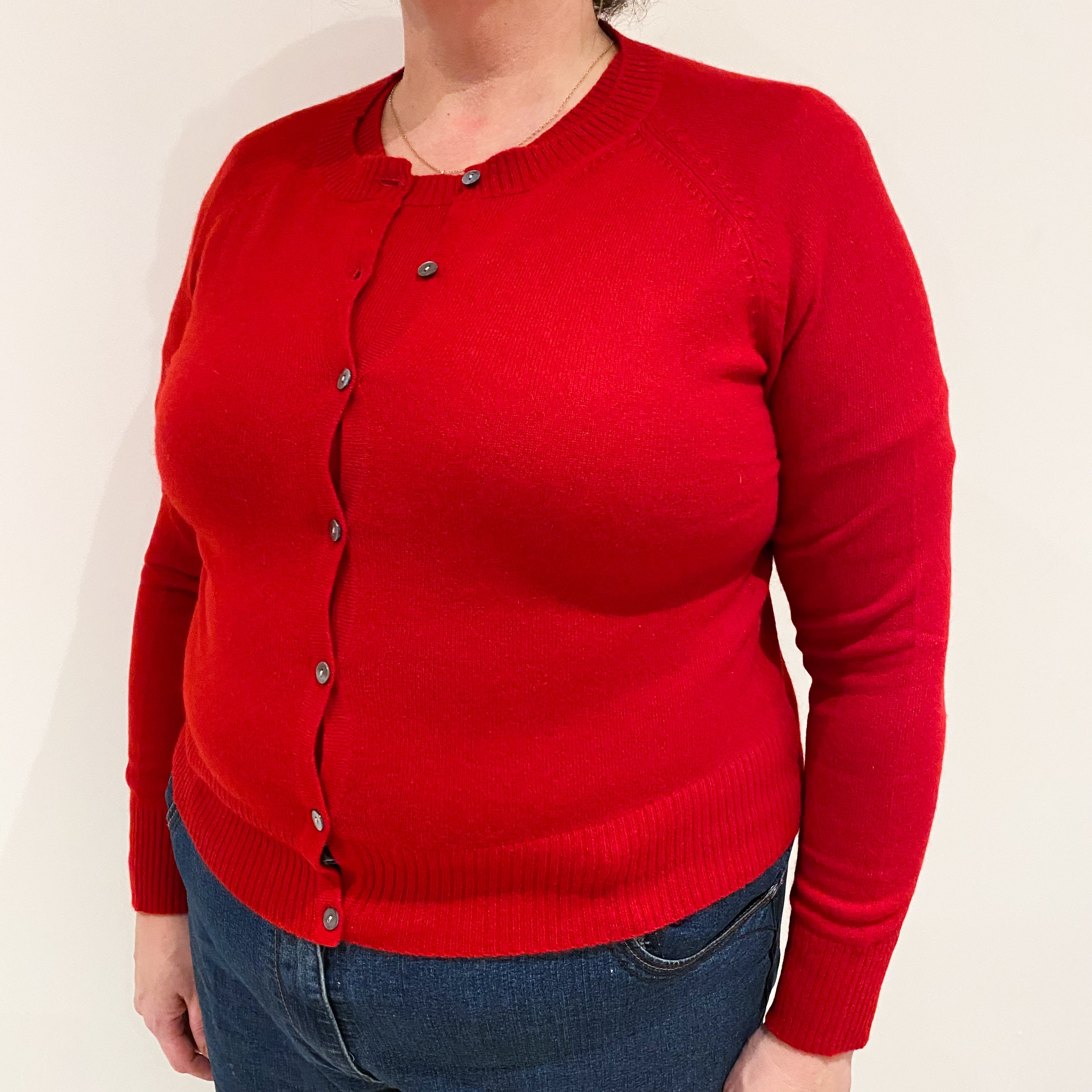Ruby Red Cashmere Twin Set Cardigan Extra Large