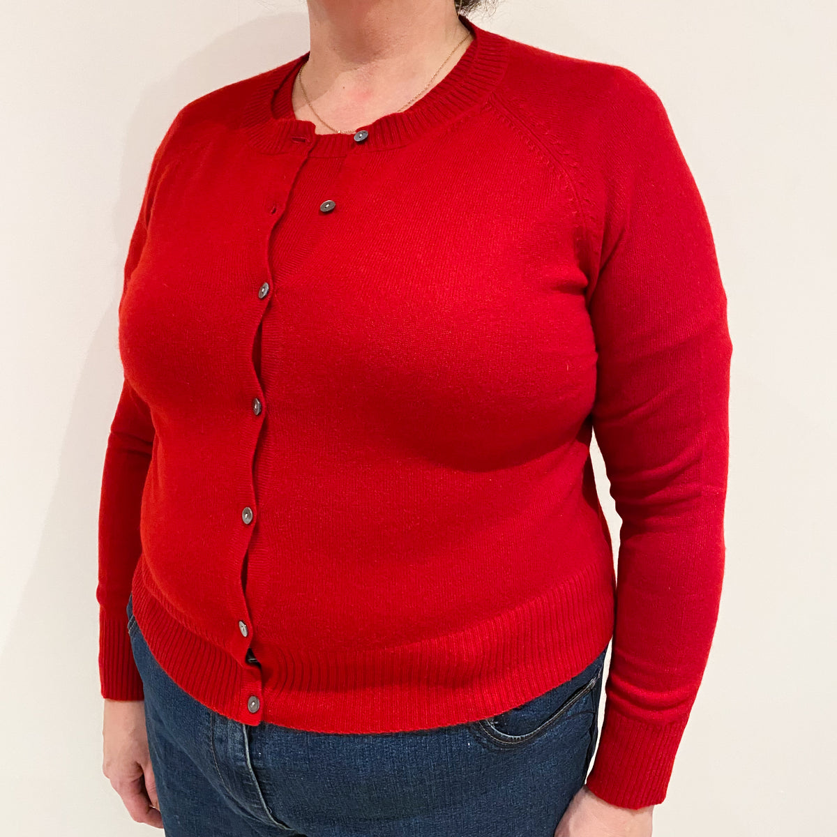 Ruby Red Cashmere Twin Set Cardigan Extra Large