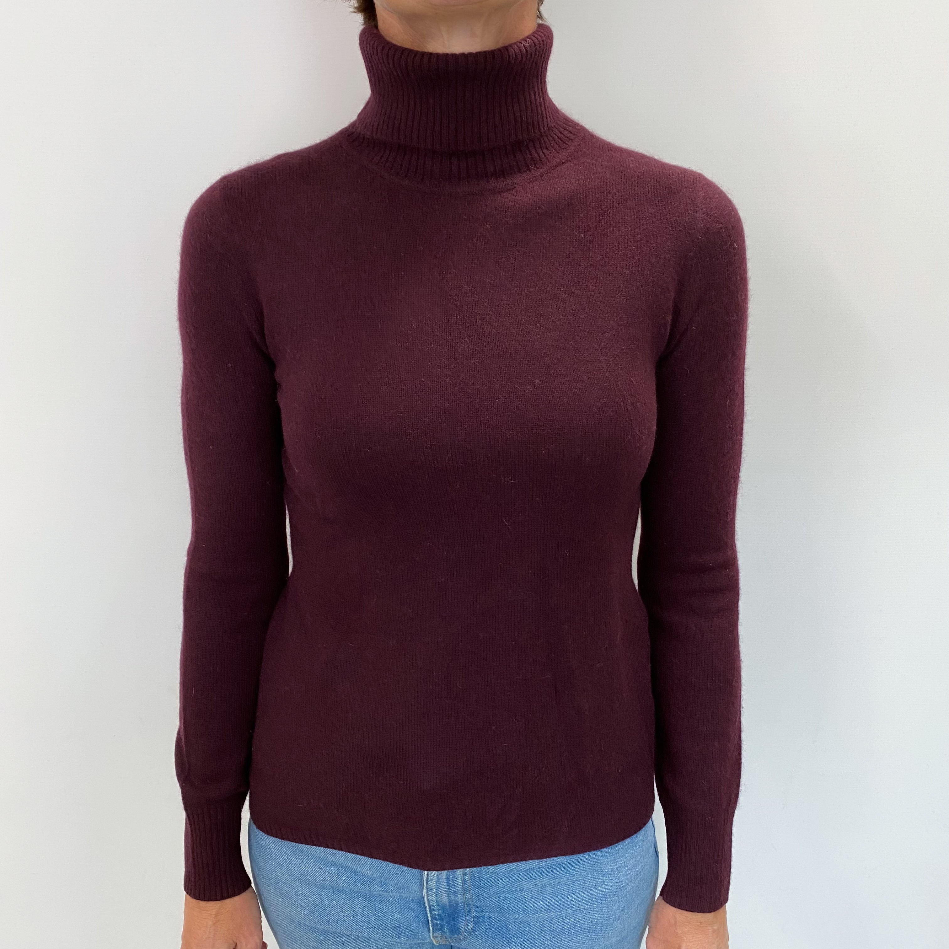 Mulberry Purple Cashmere Polo Neck Jumper Small