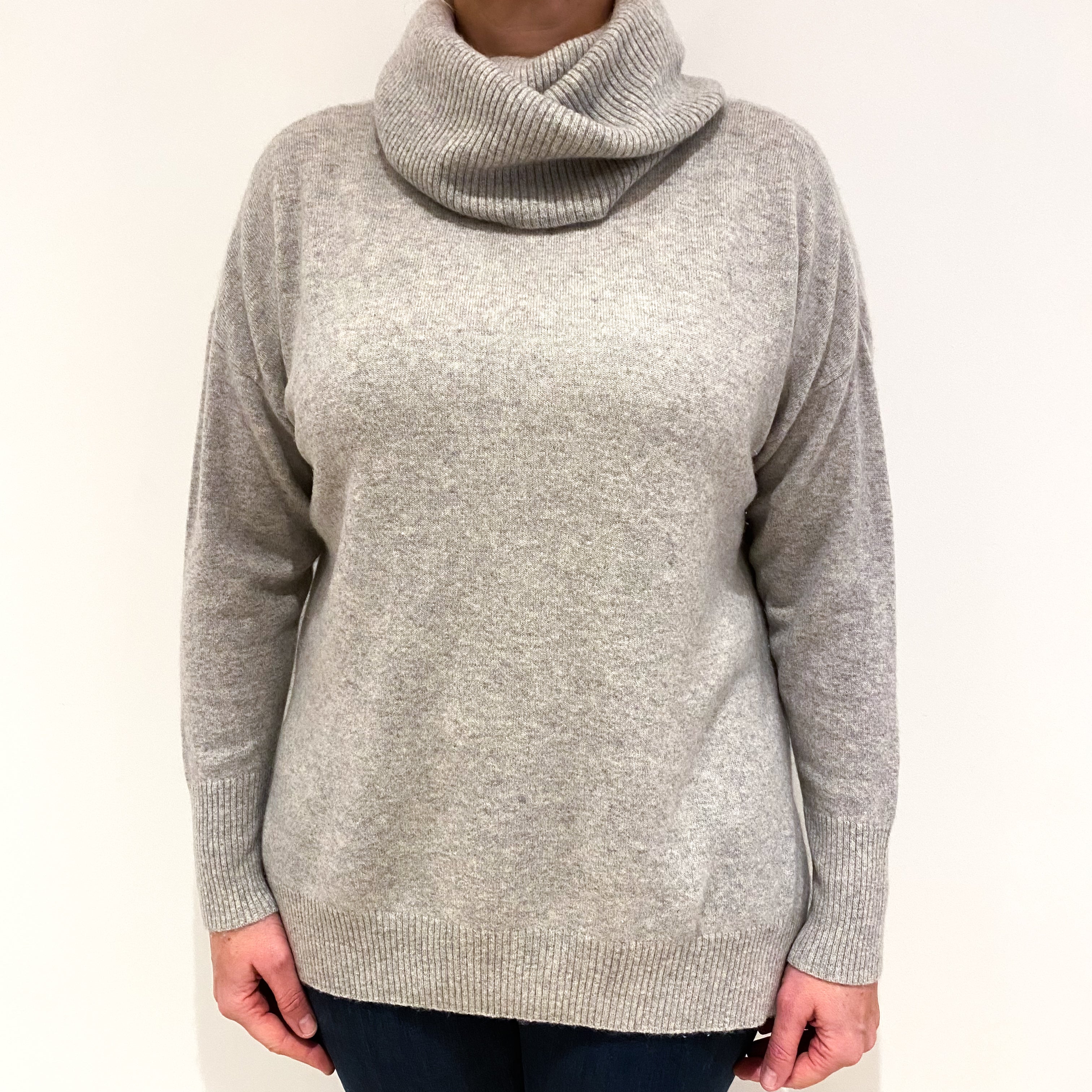 Smoke Grey Cashmere Cowl Neck Large