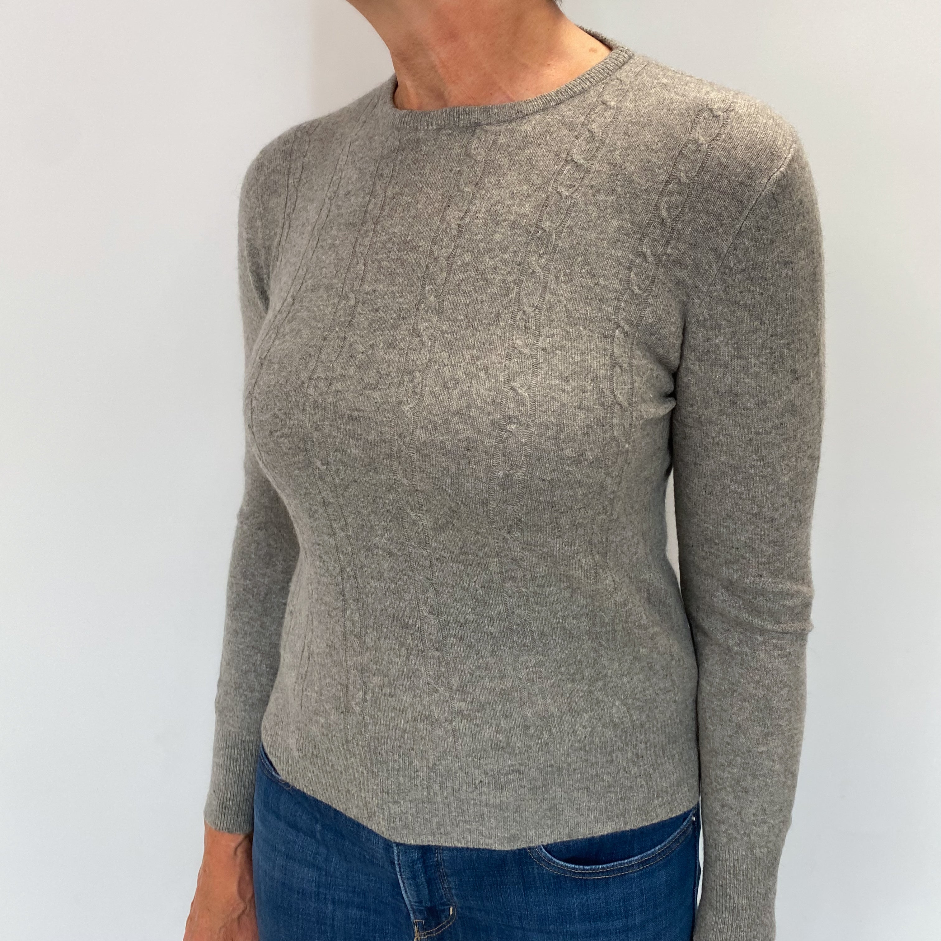 Ash Grey Cashmere Crew Neck Jumper Medium
