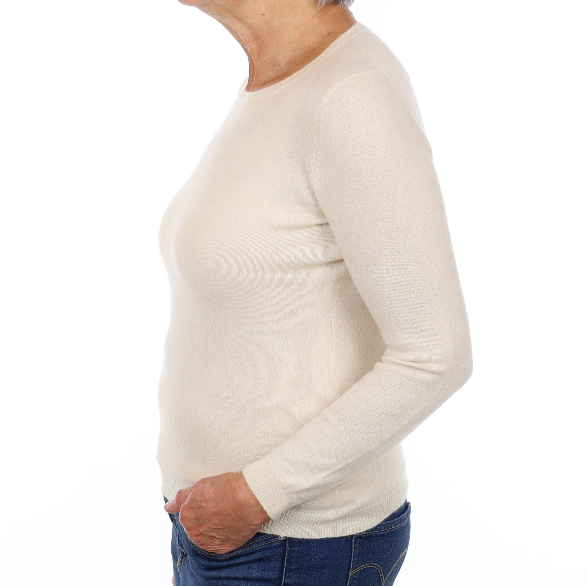 Vanilla Cream Cashmere Crew Neck Jumper Medium