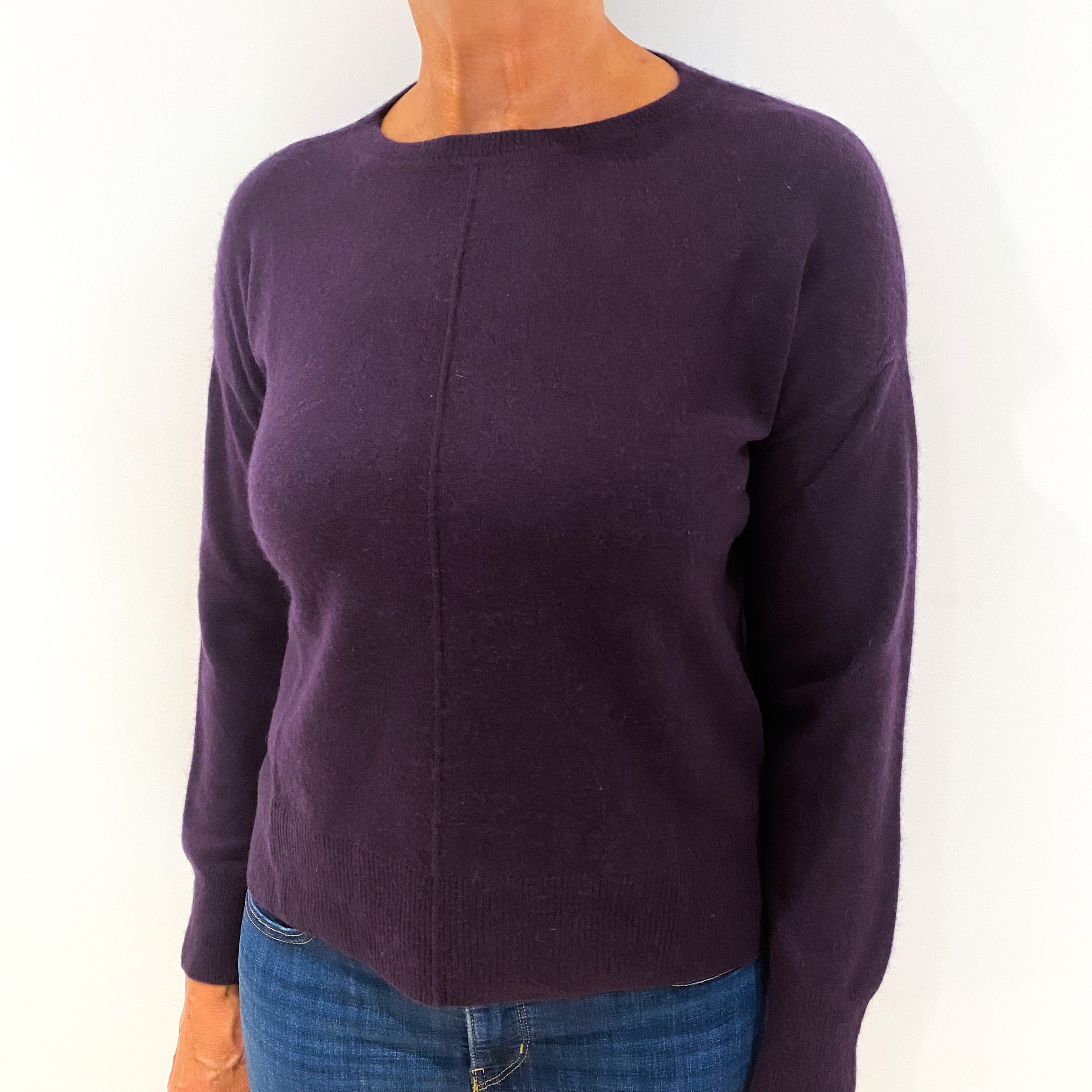 Plum Purple Cashmere Crew Neck Jumper Medium